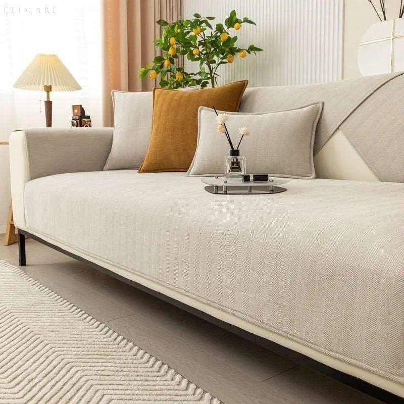 Fine - Rutschfester Sofaschoner L Form - Couchschoner - Elegare - DEA018 - 45x45cm-kissenbezug-Beige