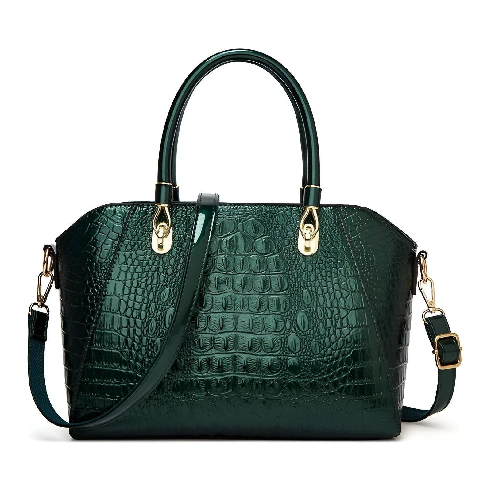 Lina Fashion Bag - Luxuriöse Umhängetasche aus Glänzendem Leder mit Krokodil-Muster - Elegare