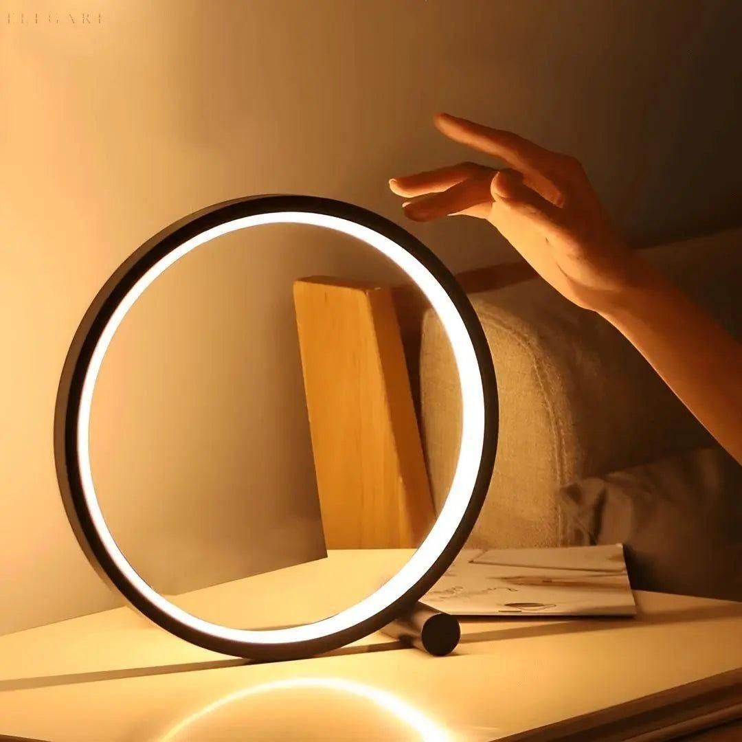 Halo Glo Lamp - LED Minimalistische Dimmbare Runde Tischlampe - Elegare - DEA164 - Schwarz-Warmes-Weiß