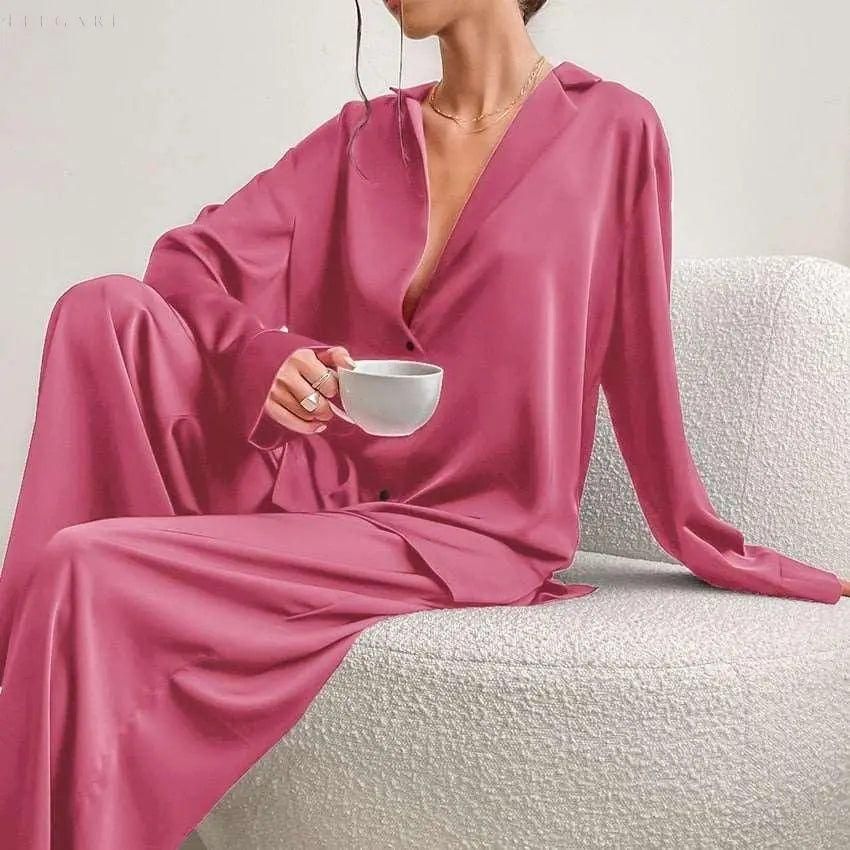 Hilo - Schlafanzugset für Frauen: Luxus und Komfort in einem - Elegare - DEA060 - Rosa-XL