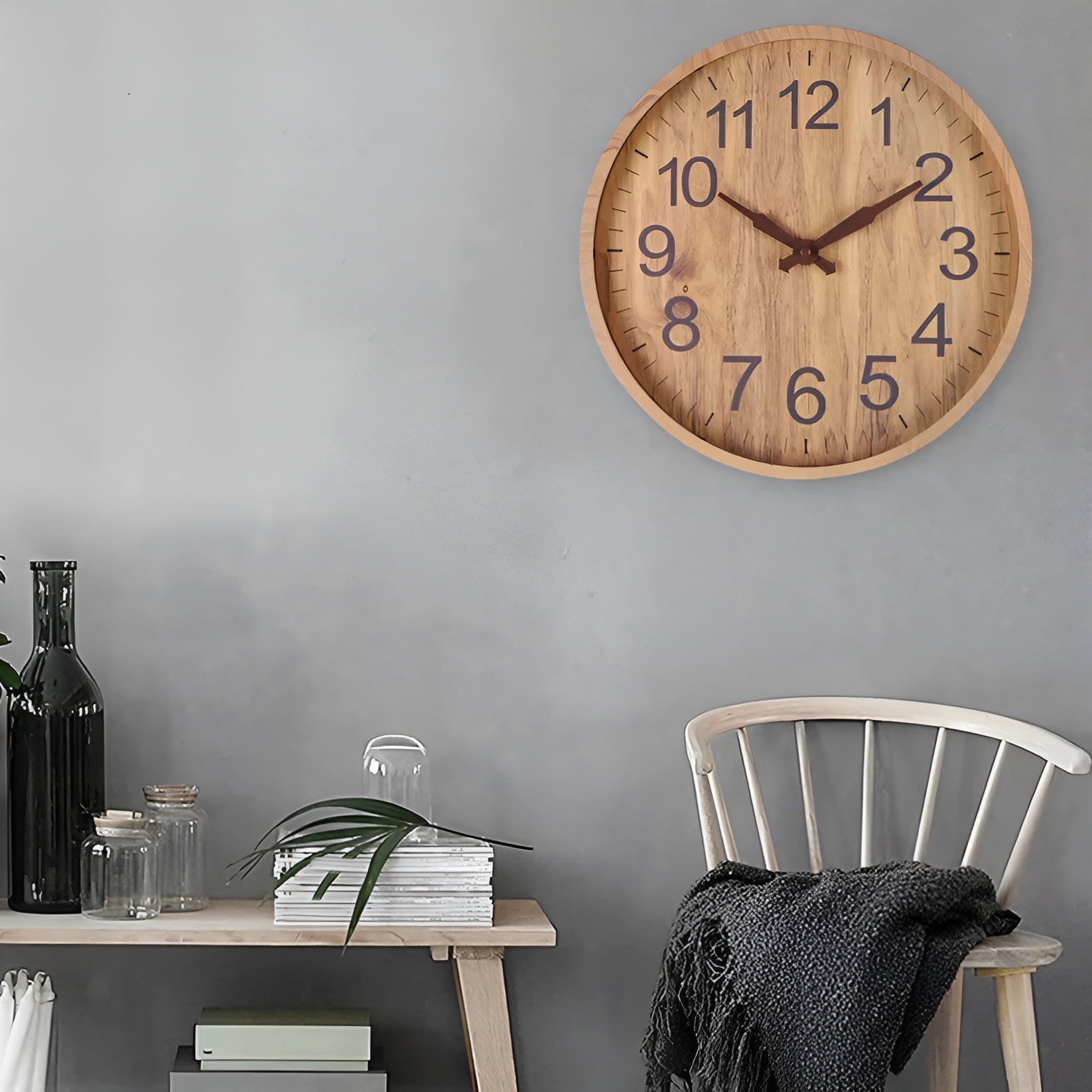 Wanduhr aus Holz – Geräuschlos und Stilvoll | Perfekt für Küche und Wohnzimmer