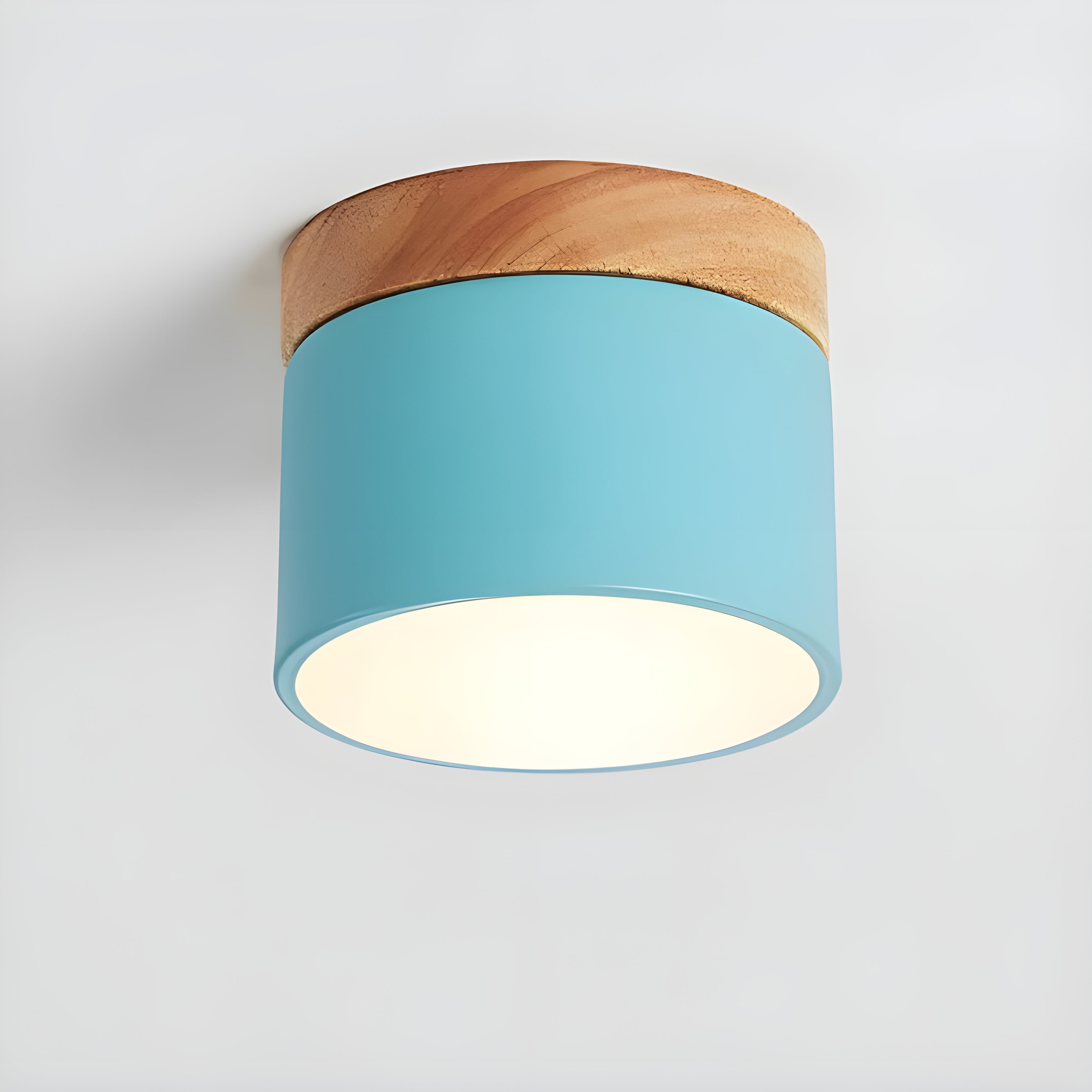 LED-Deckenlampe in Zylinderform – Warmes Licht im Vintage-Industriedesign | Mit dekorativem Holzdetail
