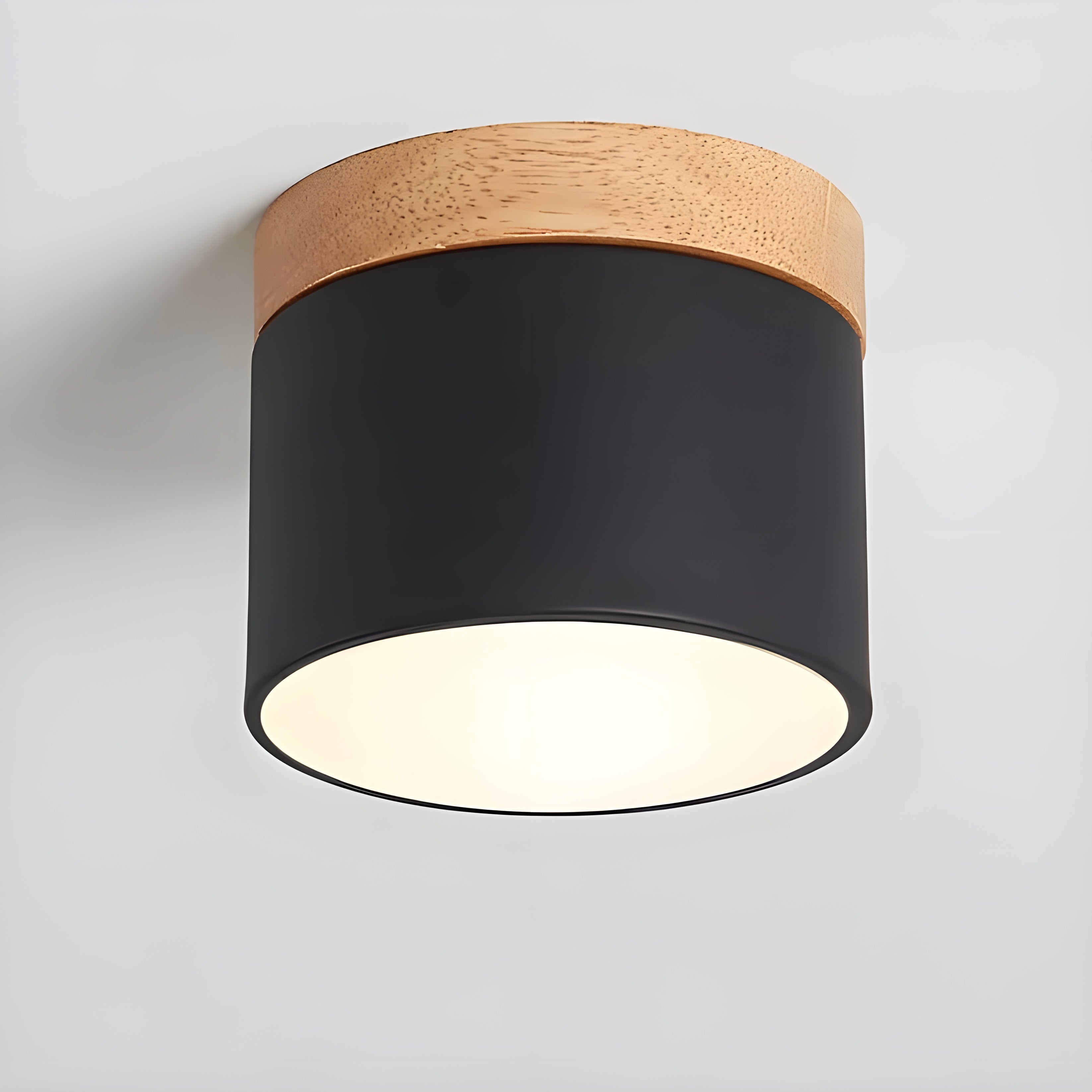 LED-Deckenlampe in Zylinderform – Warmes Licht im Vintage-Industriedesign | Mit dekorativem Holzdetail