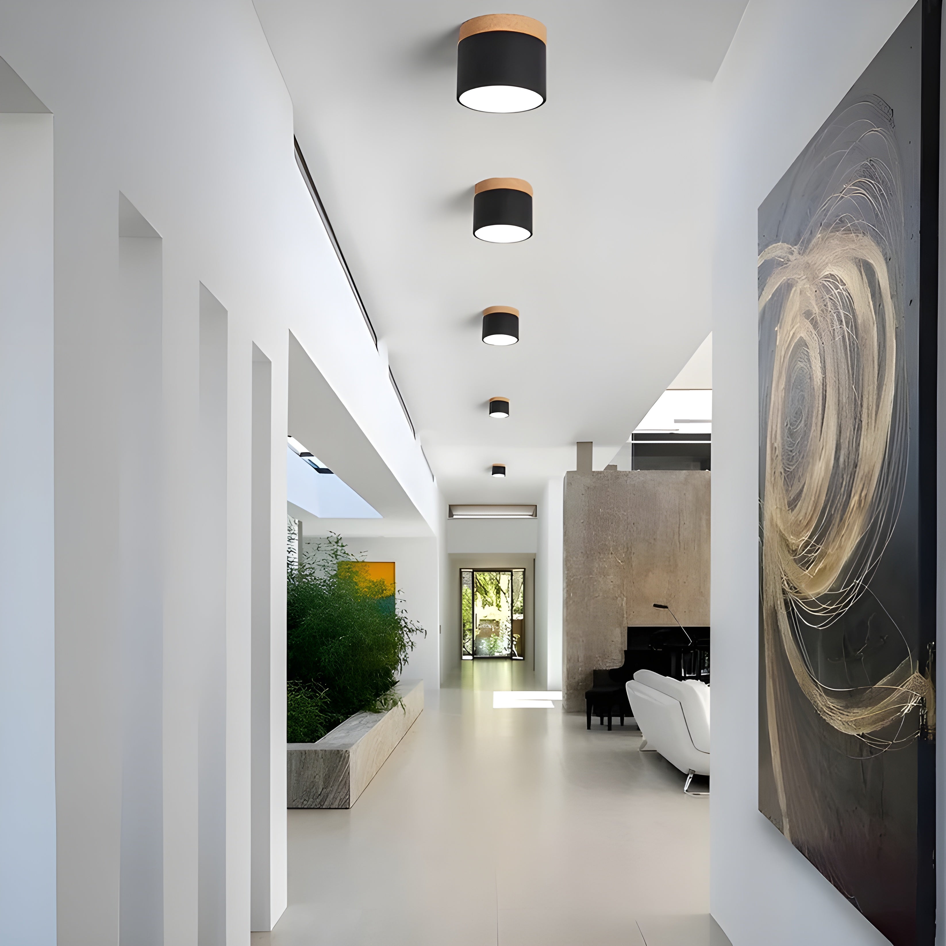 LED-Deckenlampe in Zylinderform – Warmes Licht im Vintage-Industriedesign | Mit dekorativem Holzdetail