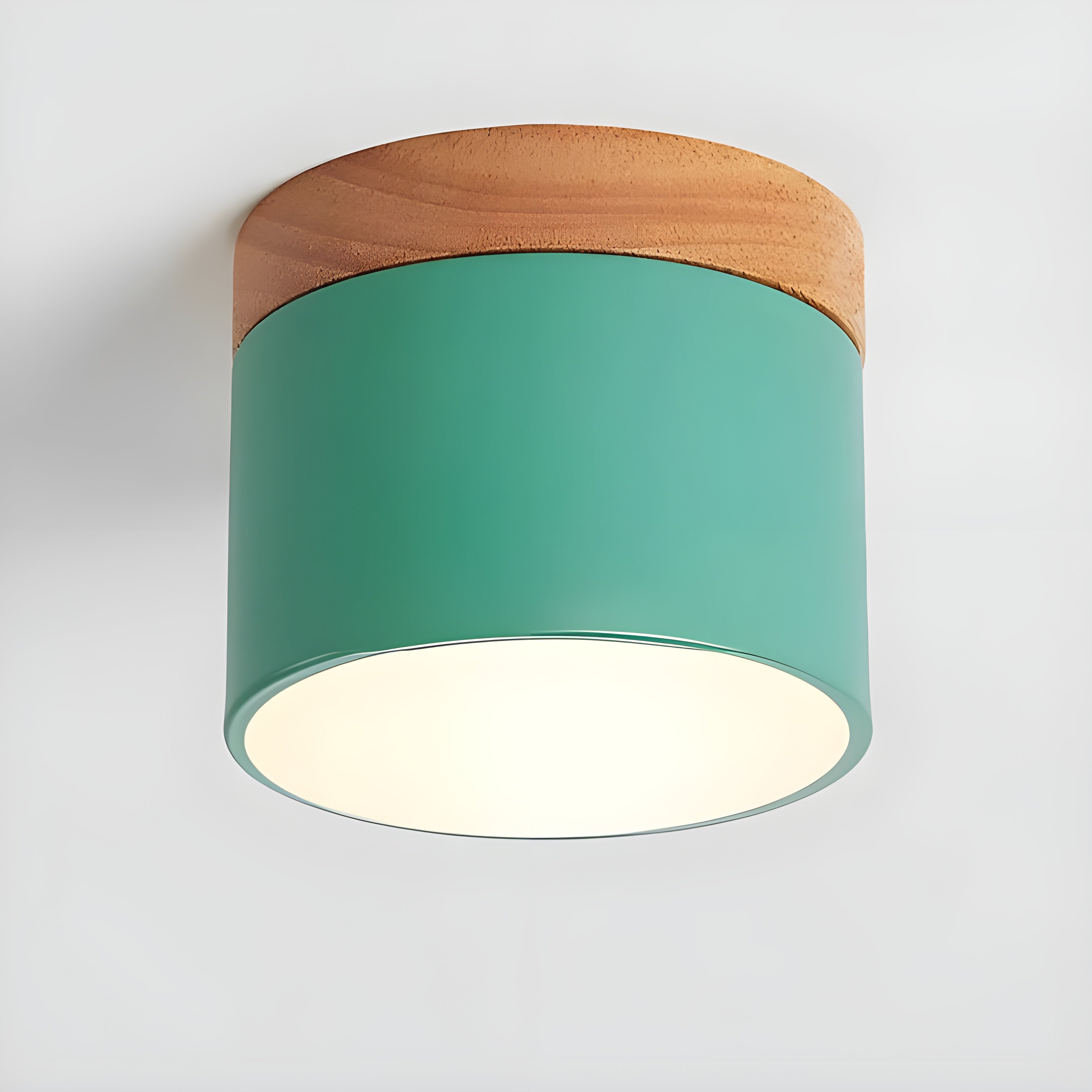 LED-Deckenlampe in Zylinderform – Warmes Licht im Vintage-Industriedesign | Mit dekorativem Holzdetail