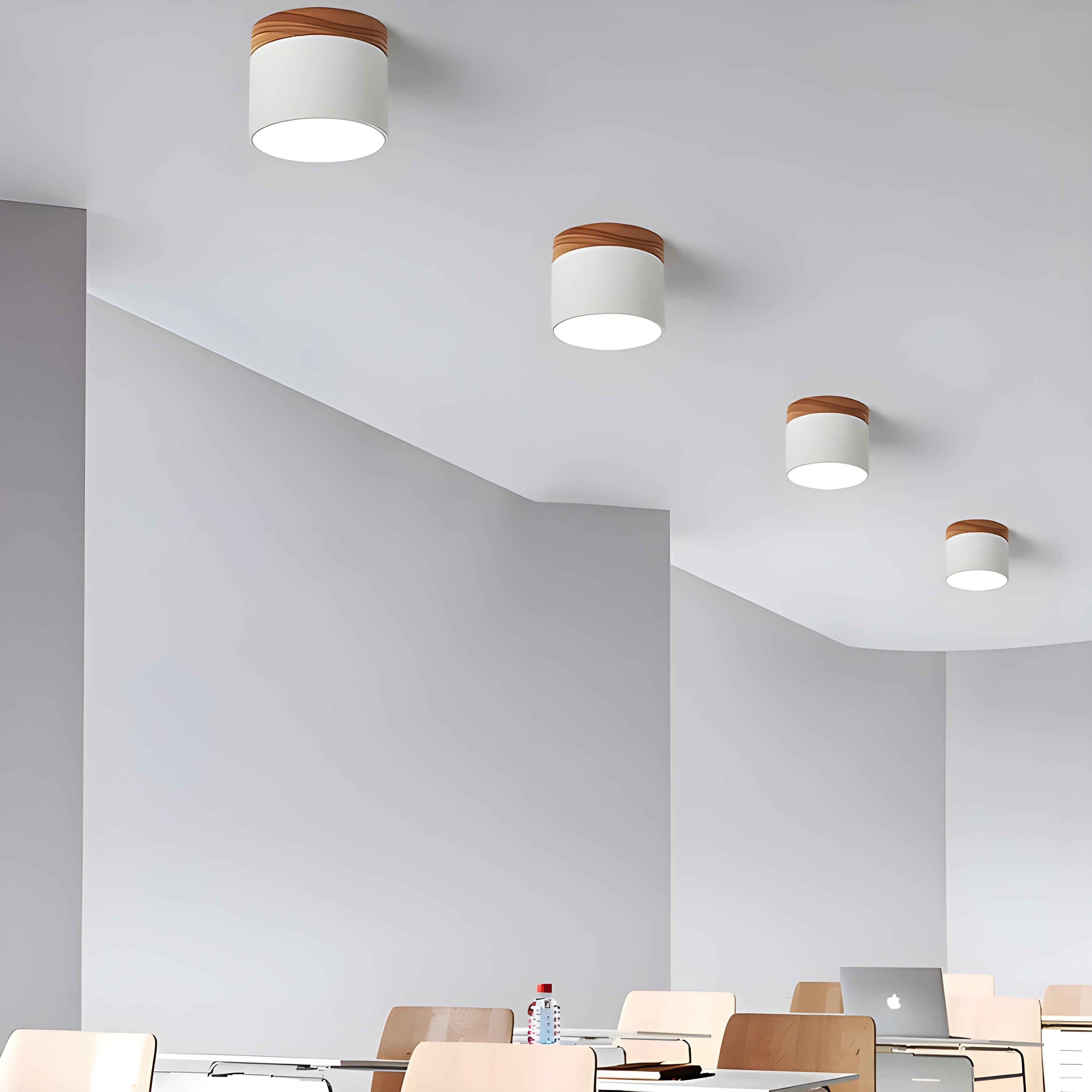 LED-Deckenlampe in Zylinderform – Warmes Licht im Vintage-Industriedesign | Mit dekorativem Holzdetail