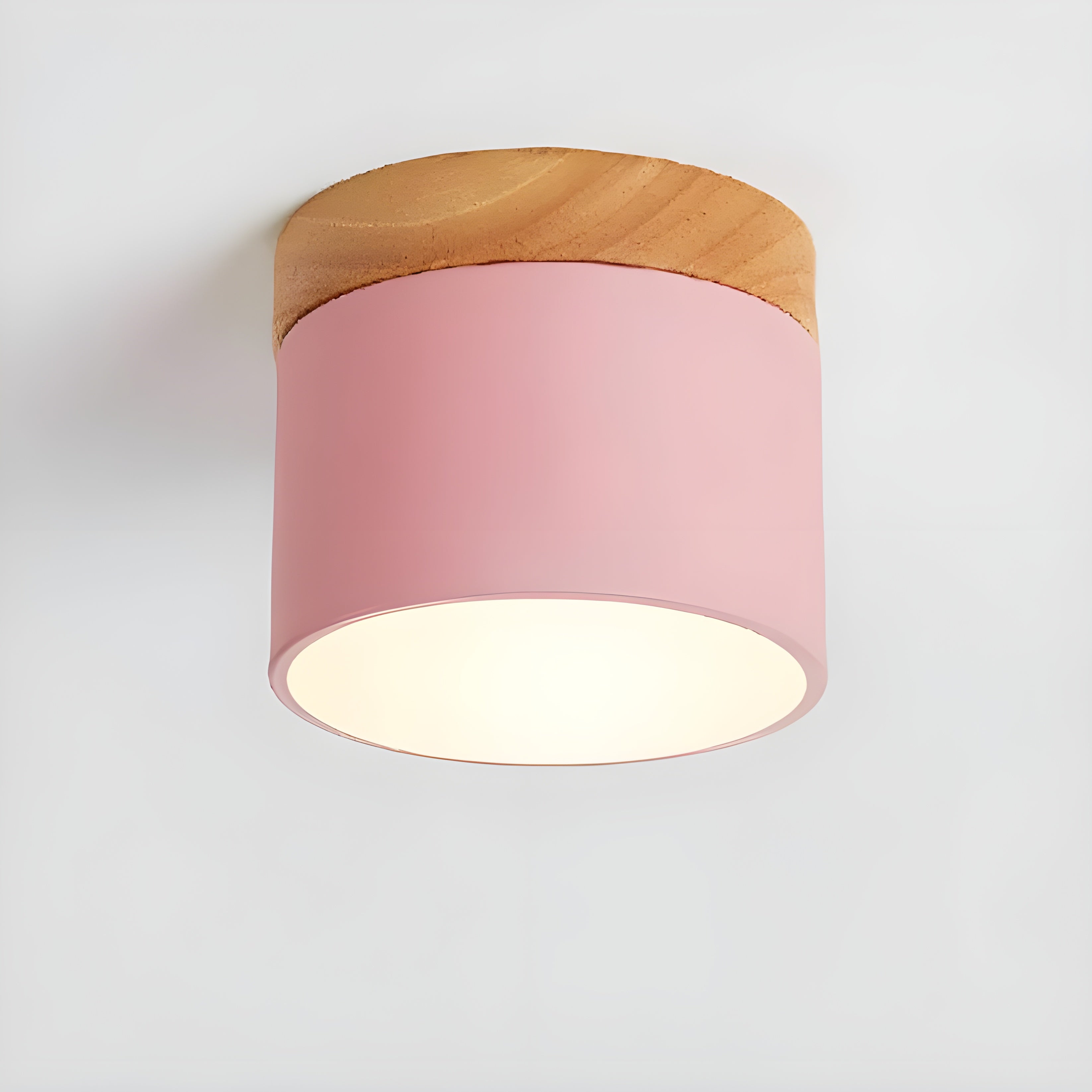 LED-Deckenlampe in Zylinderform – Warmes Licht im Vintage-Industriedesign | Mit dekorativem Holzdetail
