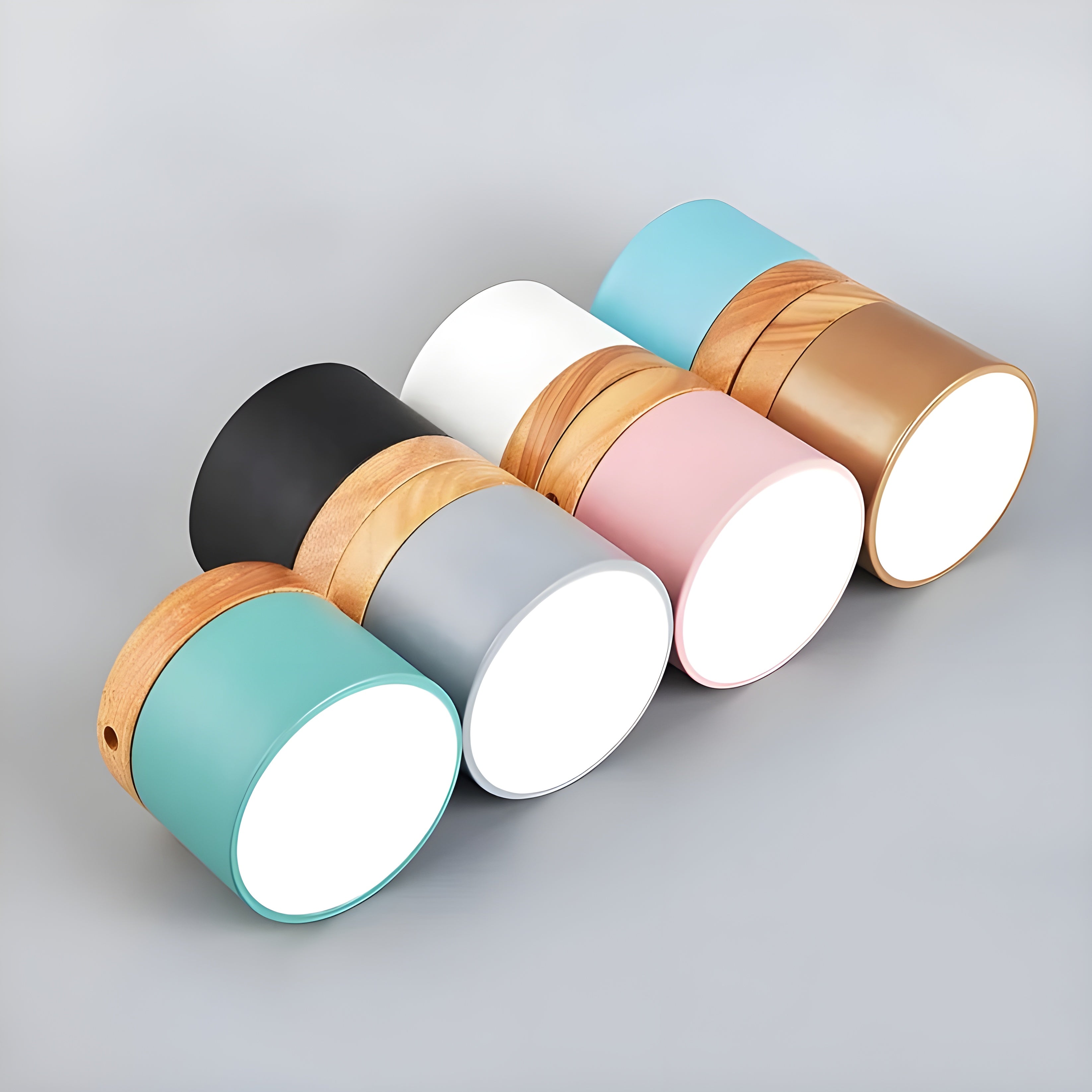 LED-Deckenlampe in Zylinderform – Warmes Licht im Vintage-Industriedesign | Mit dekorativem Holzdetail