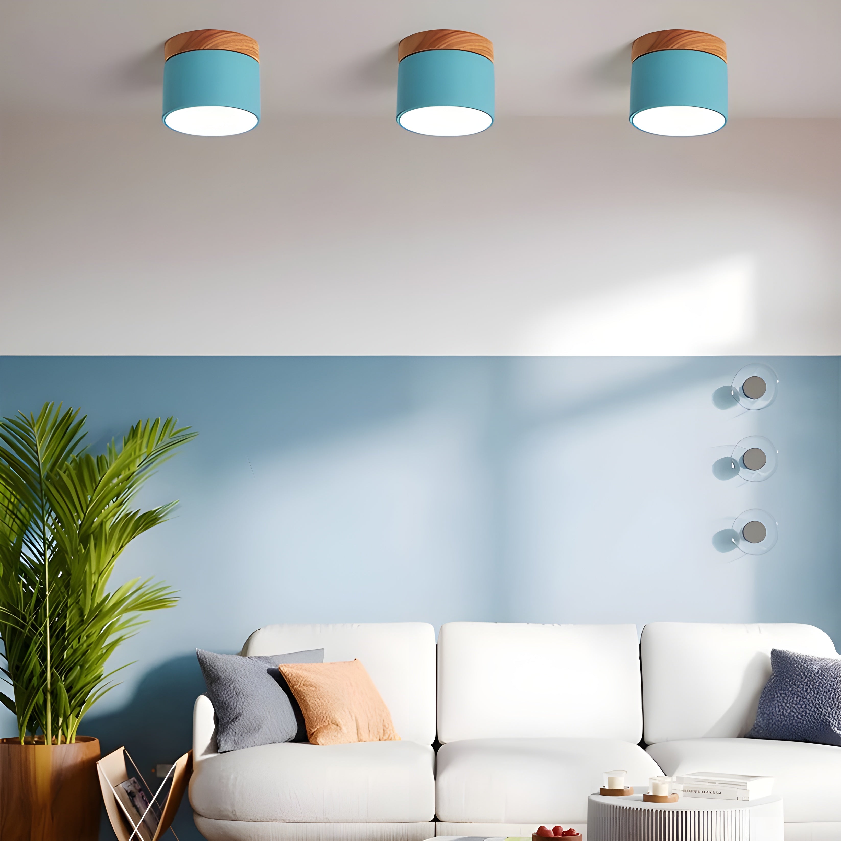 LED-Deckenlampe in Zylinderform – Warmes Licht im Vintage-Industriedesign | Mit dekorativem Holzdetail