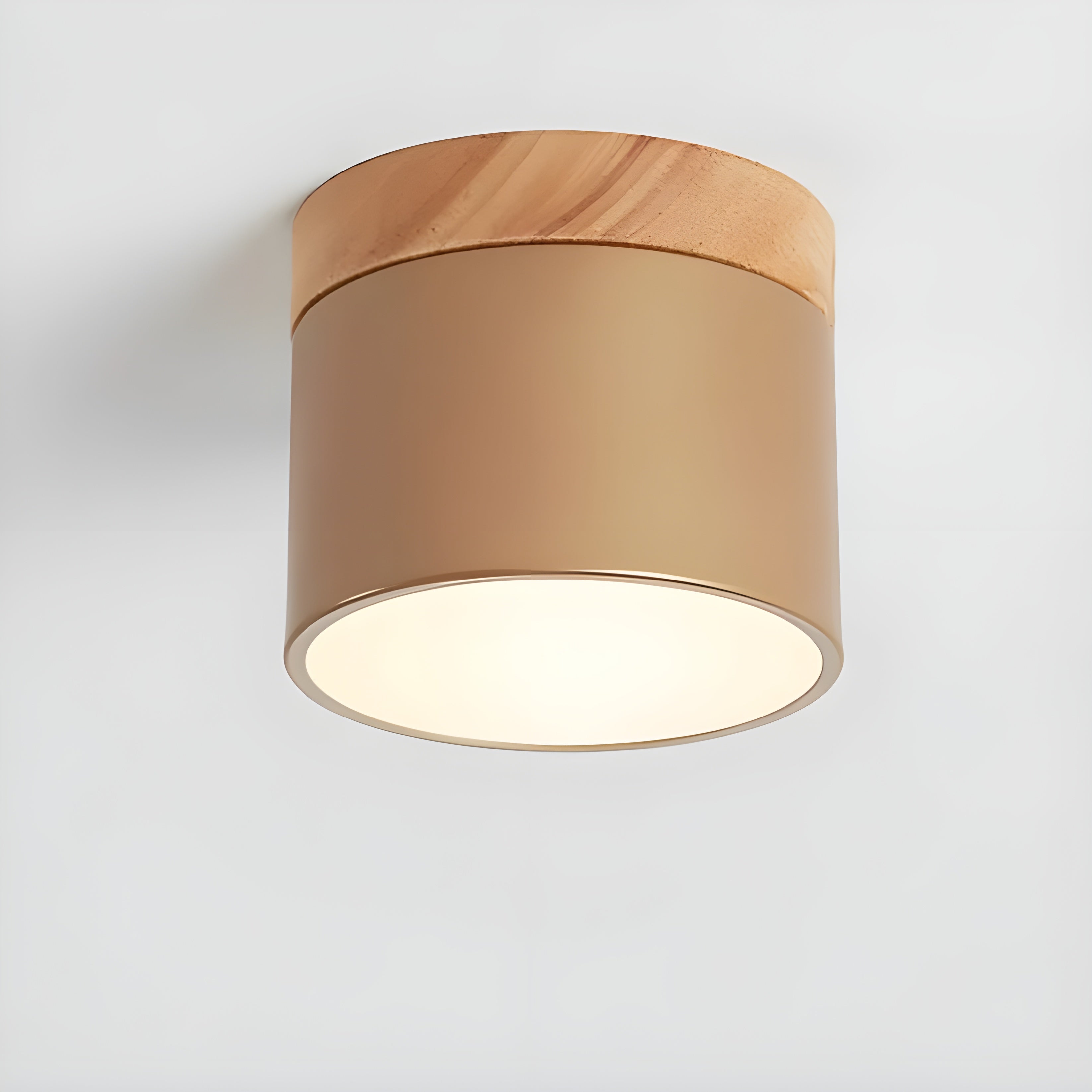 LED-Deckenlampe in Zylinderform – Warmes Licht im Vintage-Industriedesign | Mit dekorativem Holzdetail