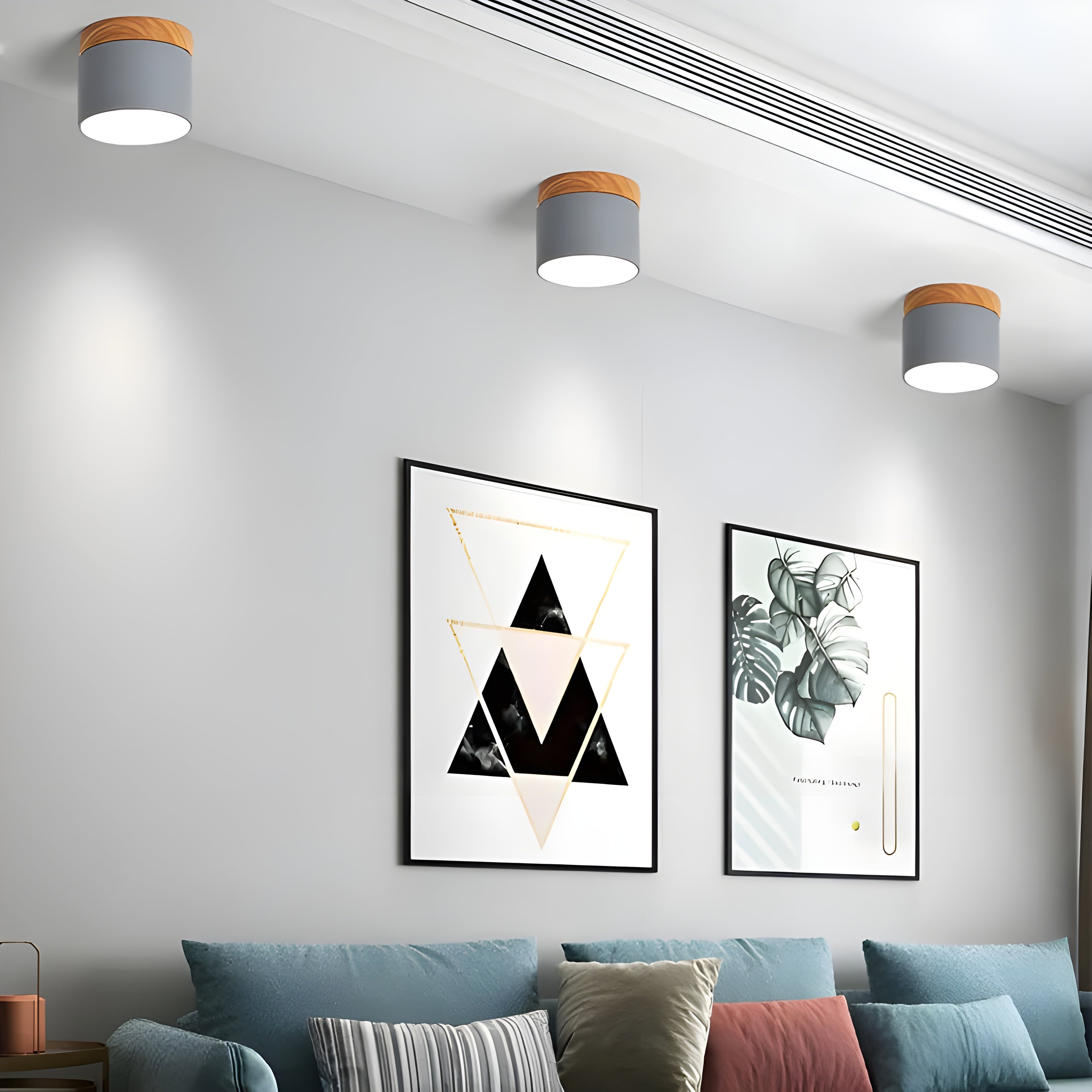 LED-Deckenlampe in Zylinderform – Warmes Licht im Vintage-Industriedesign | Mit dekorativem Holzdetail
