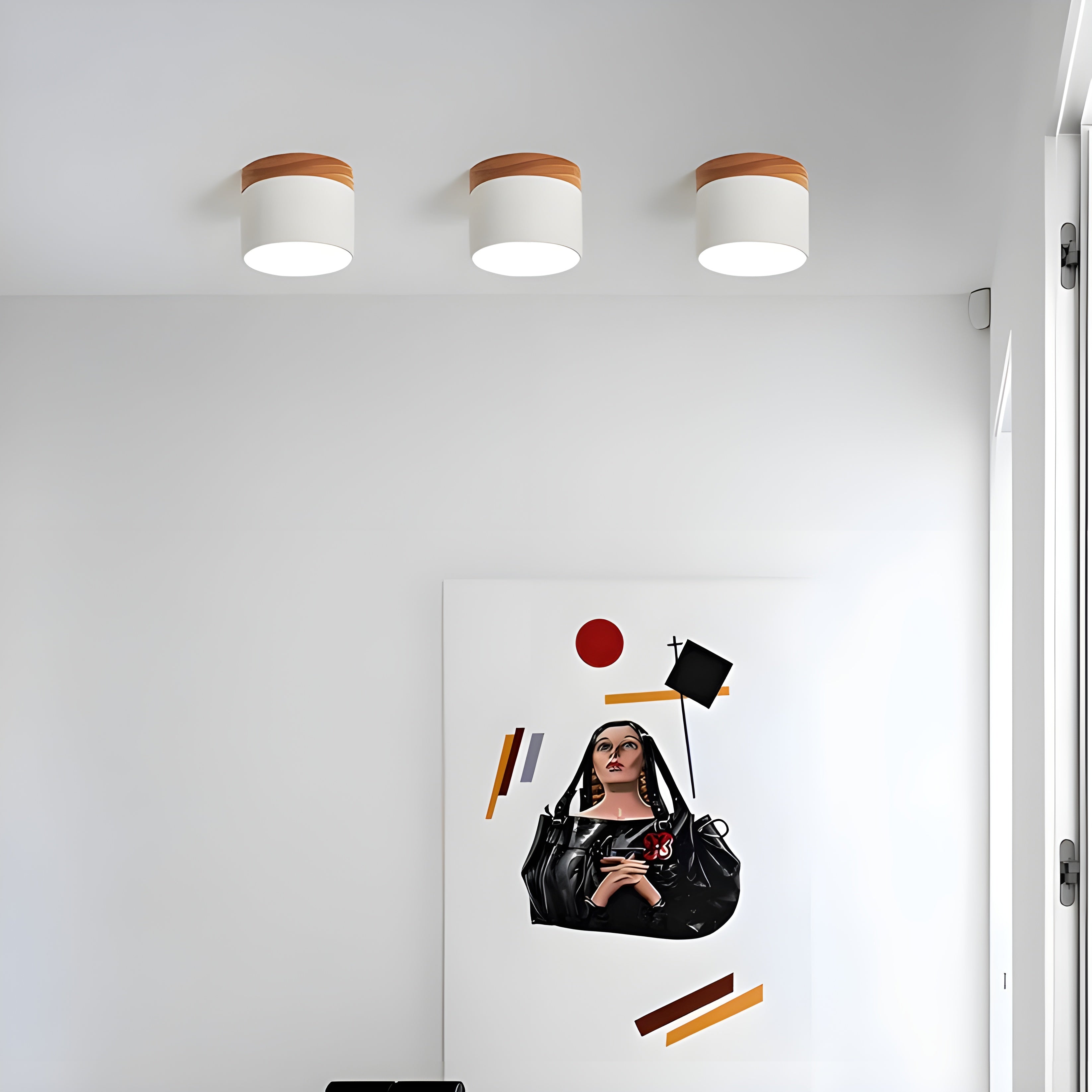 LED-Deckenlampe in Zylinderform – Warmes Licht im Vintage-Industriedesign | Mit dekorativem Holzdetail