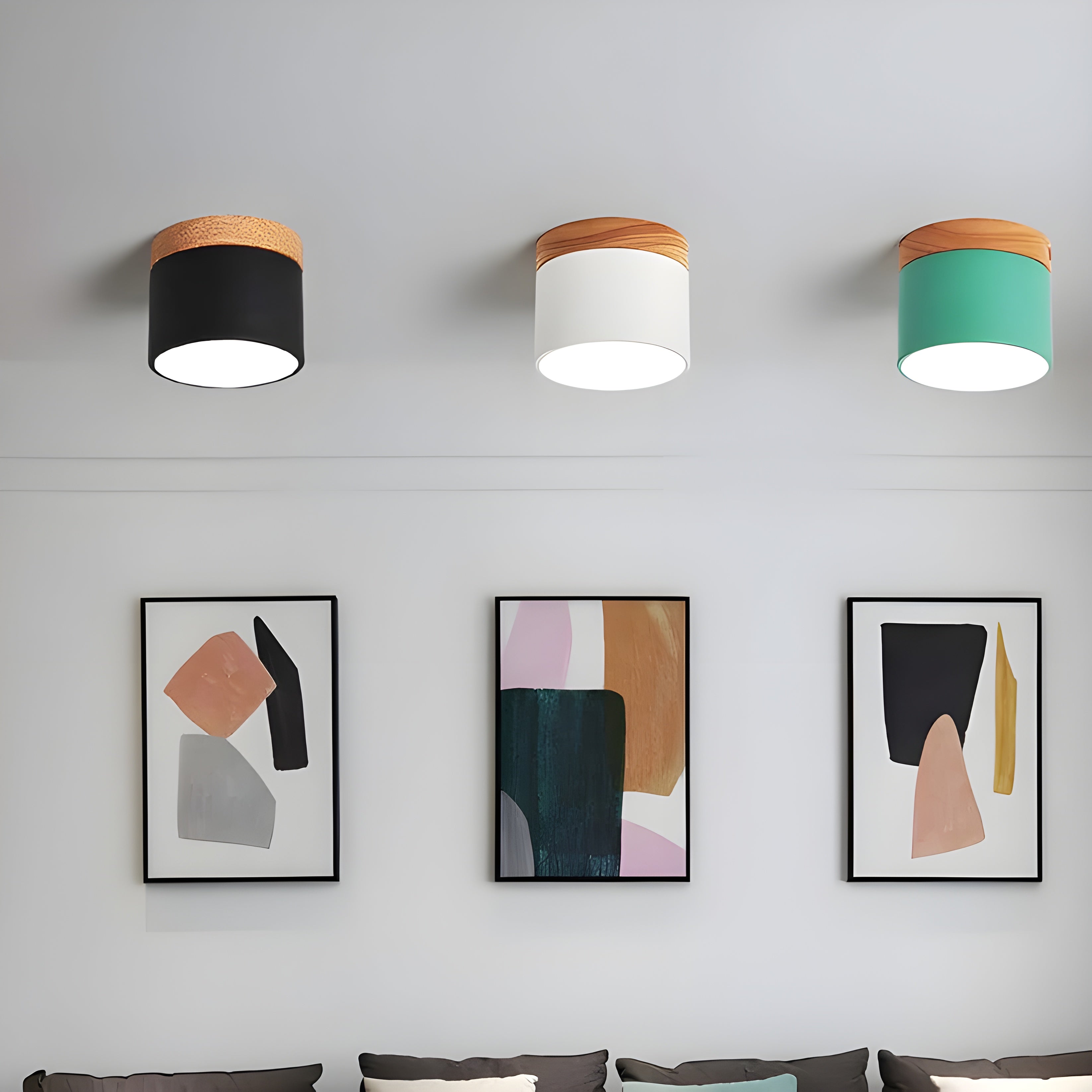 LED-Deckenlampe in Zylinderform – Warmes Licht im Vintage-Industriedesign | Mit dekorativem Holzdetail