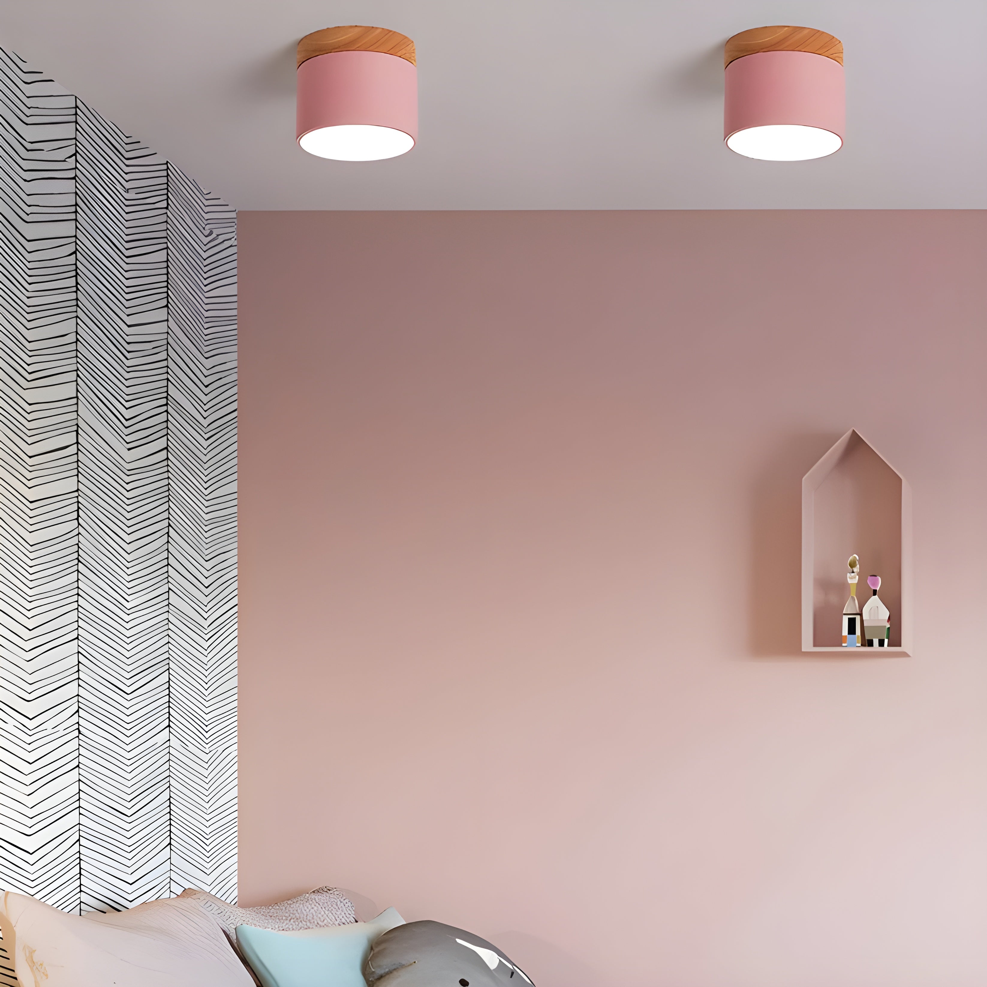 LED-Deckenlampe in Zylinderform – Warmes Licht im Vintage-Industriedesign | Mit dekorativem Holzdetail