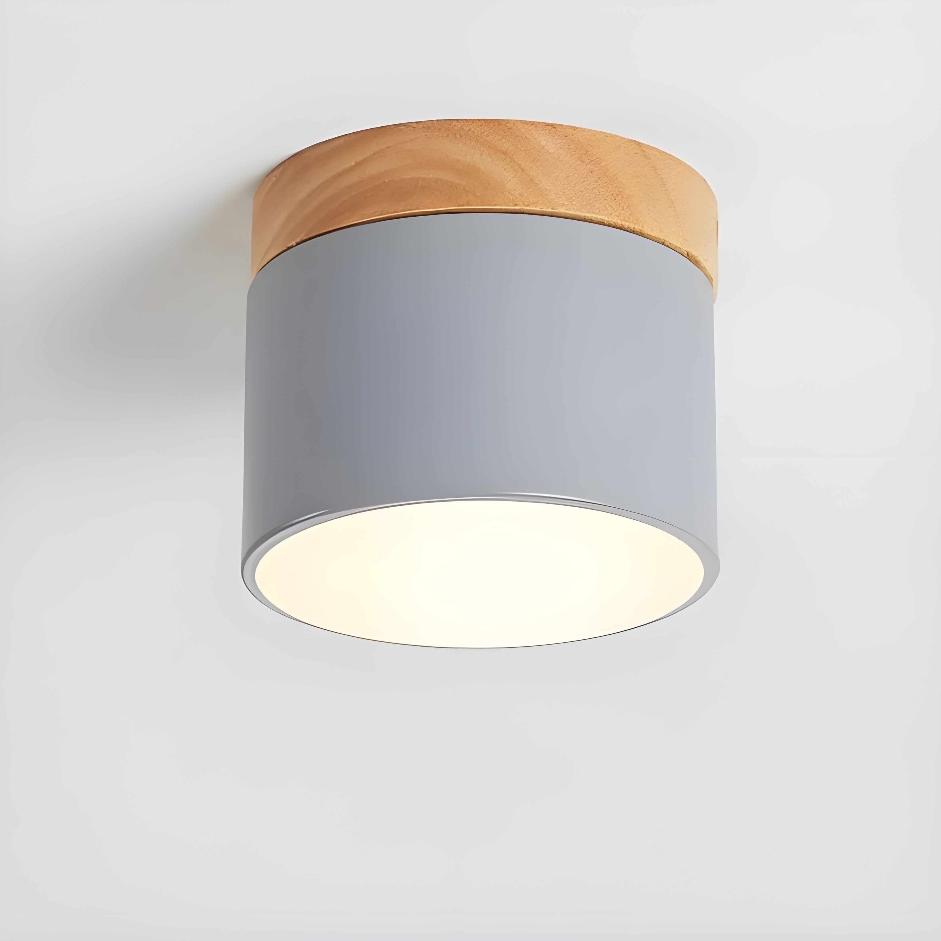 LED-Deckenlampe in Zylinderform – Warmes Licht im Vintage-Industriedesign | Mit dekorativem Holzdetail