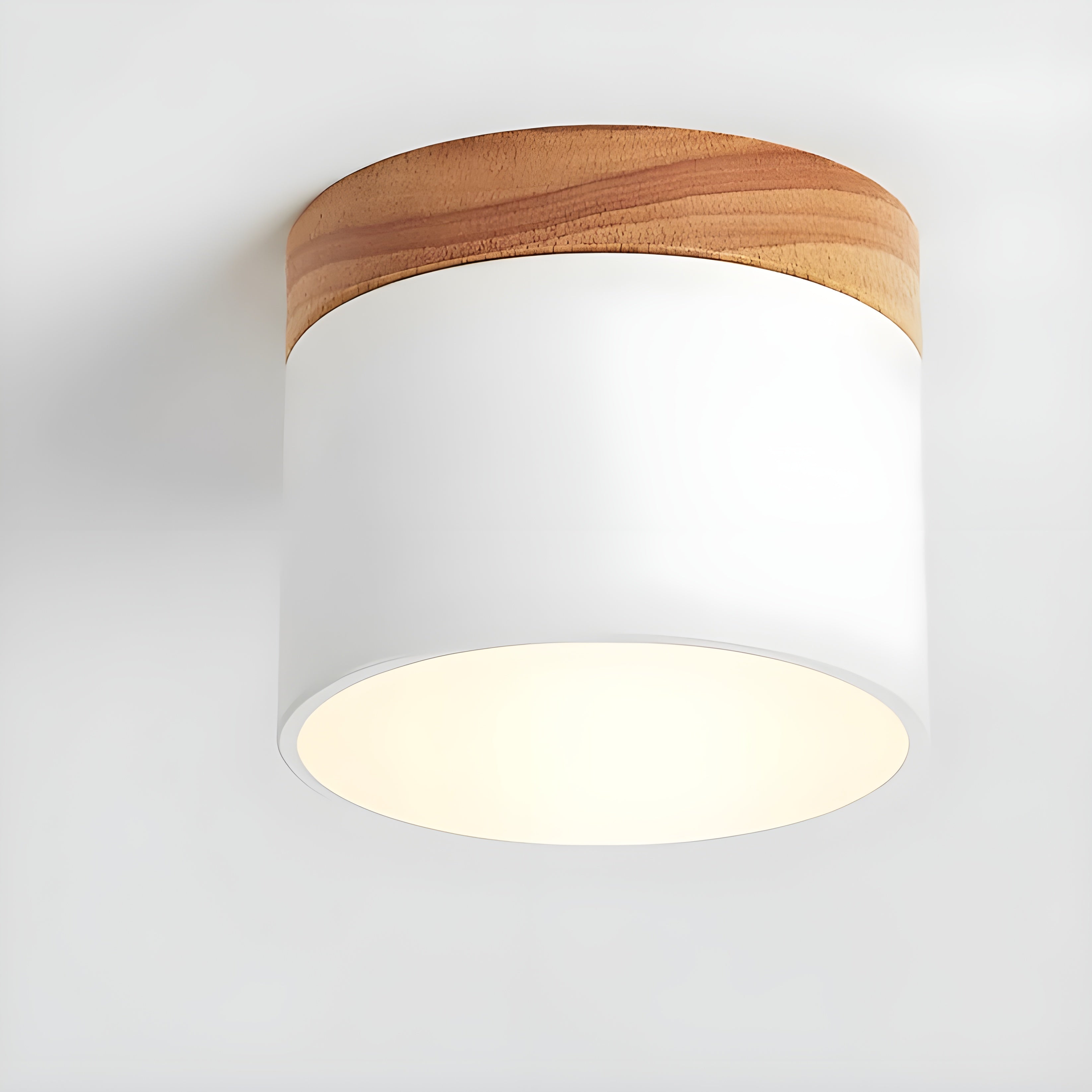 LED-Deckenlampe in Zylinderform – Warmes Licht im Vintage-Industriedesign | Mit dekorativem Holzdetail