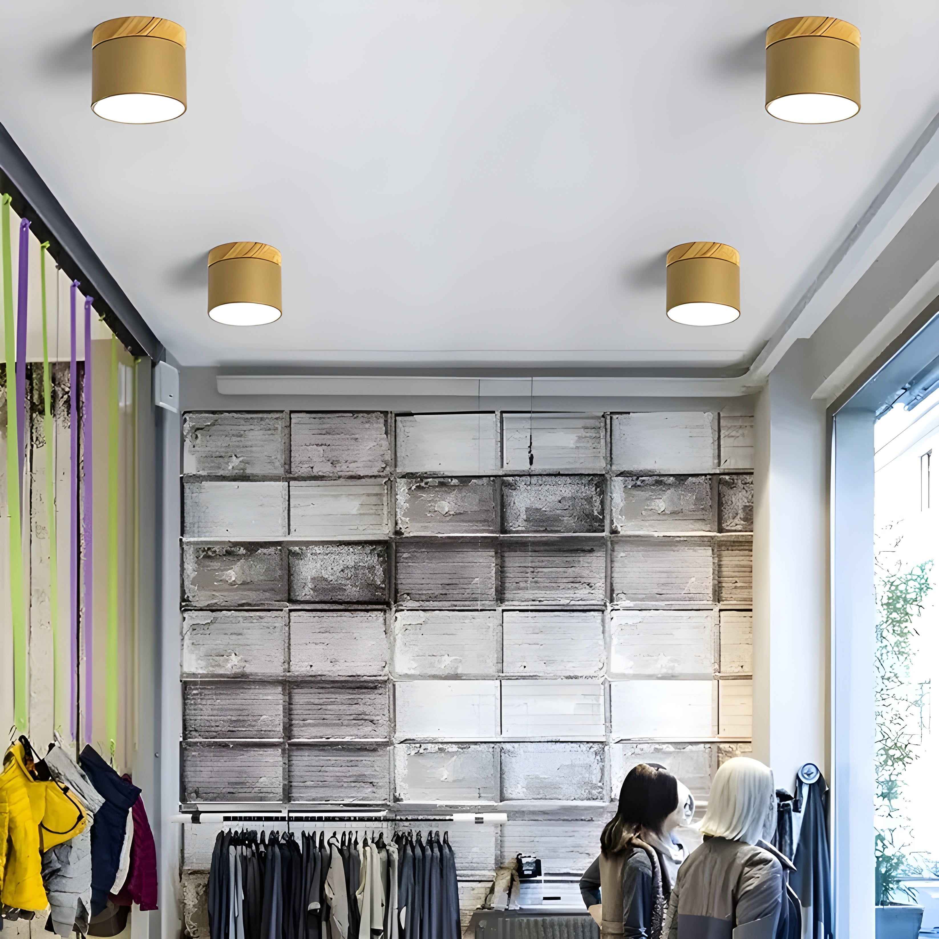 LED-Deckenlampe in Zylinderform – Warmes Licht im Vintage-Industriedesign | Mit dekorativem Holzdetail