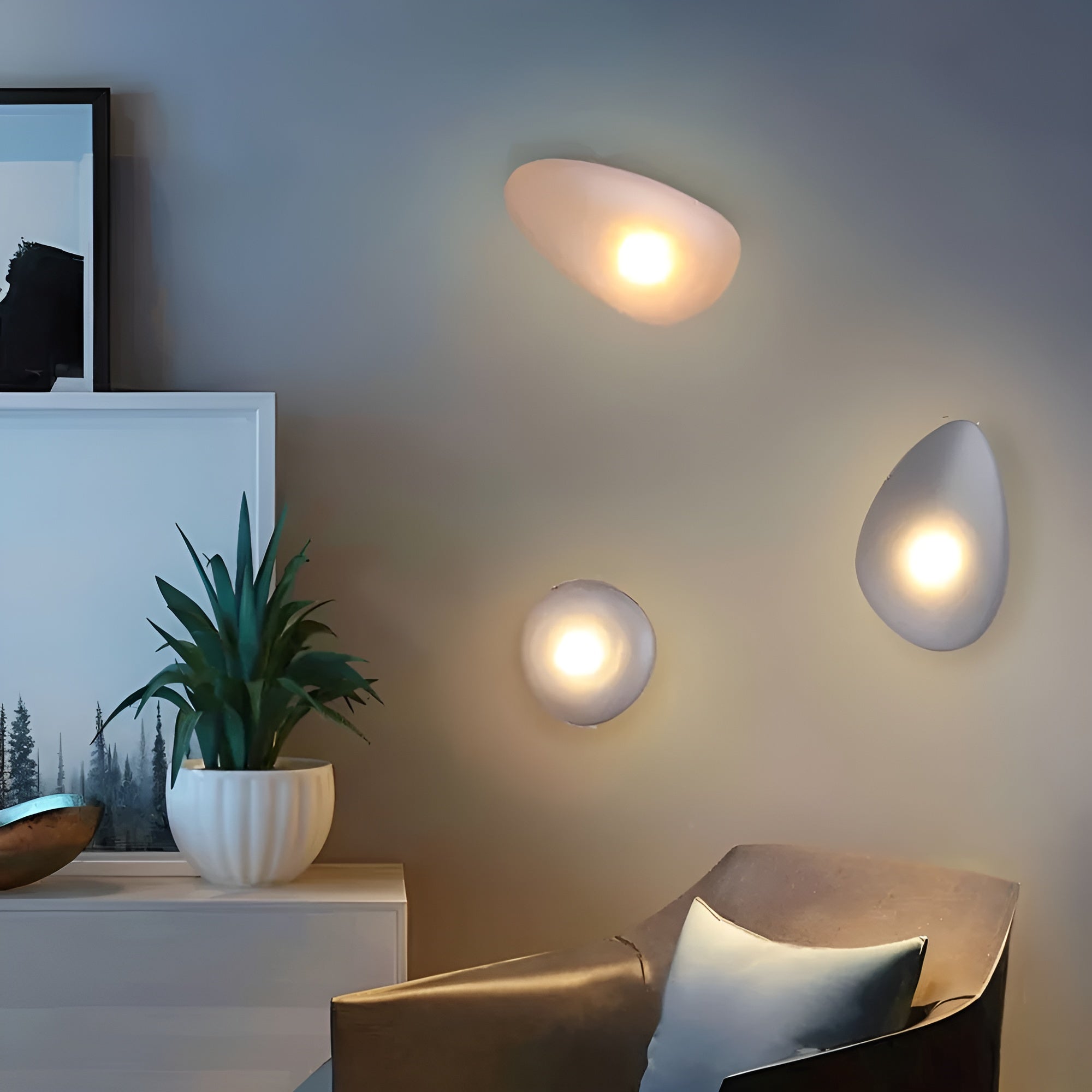 LED Wandleuchte in Kieselstein Design– Dekoratives nordisches Design für Wohnzimmer & Flur