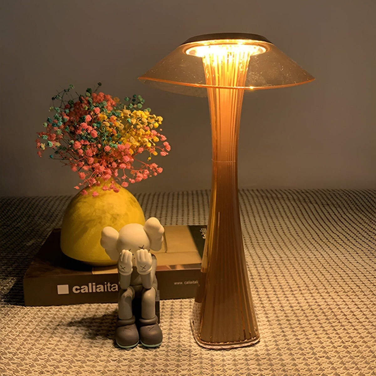 Gior Tischlampe - Wiederaufladbar Italienisch Kristall Nachttischlampe mit Smart Touch - Tischlampe
