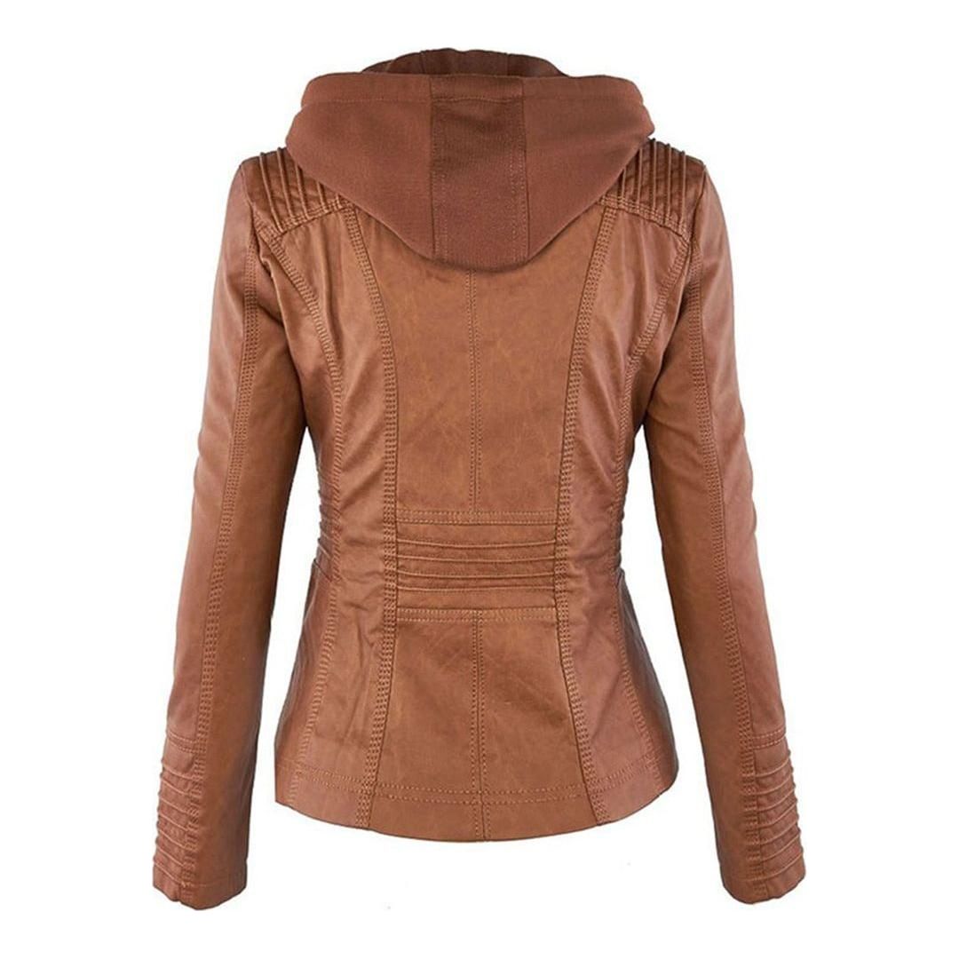 Sandra Jacket - Modische Lederjacke mit Reißverschluss Elegare