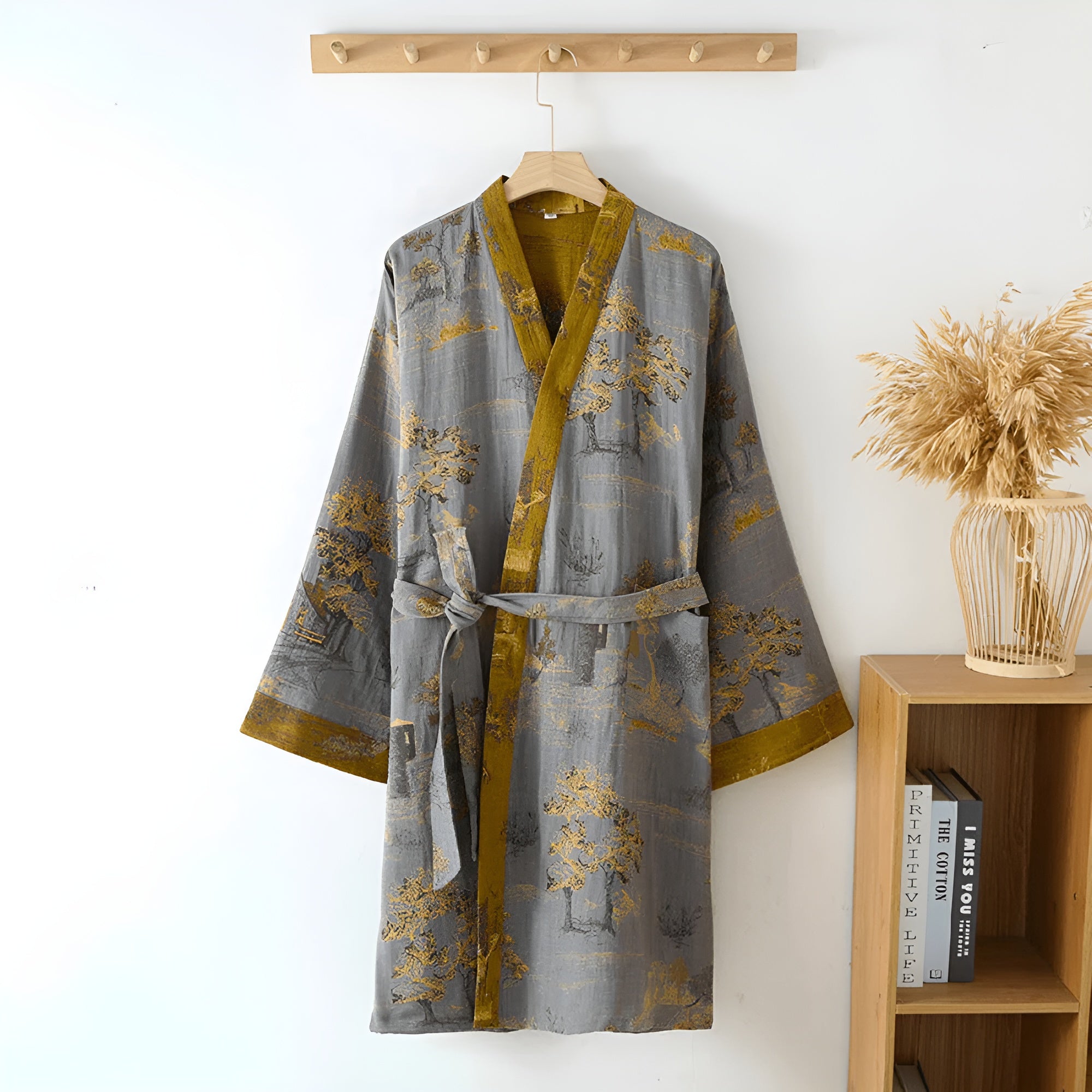 Baumwoll-Kimono Bademantel – Leicht und Atmungsaktiv | Retro-Stil für Zuhause und Spa