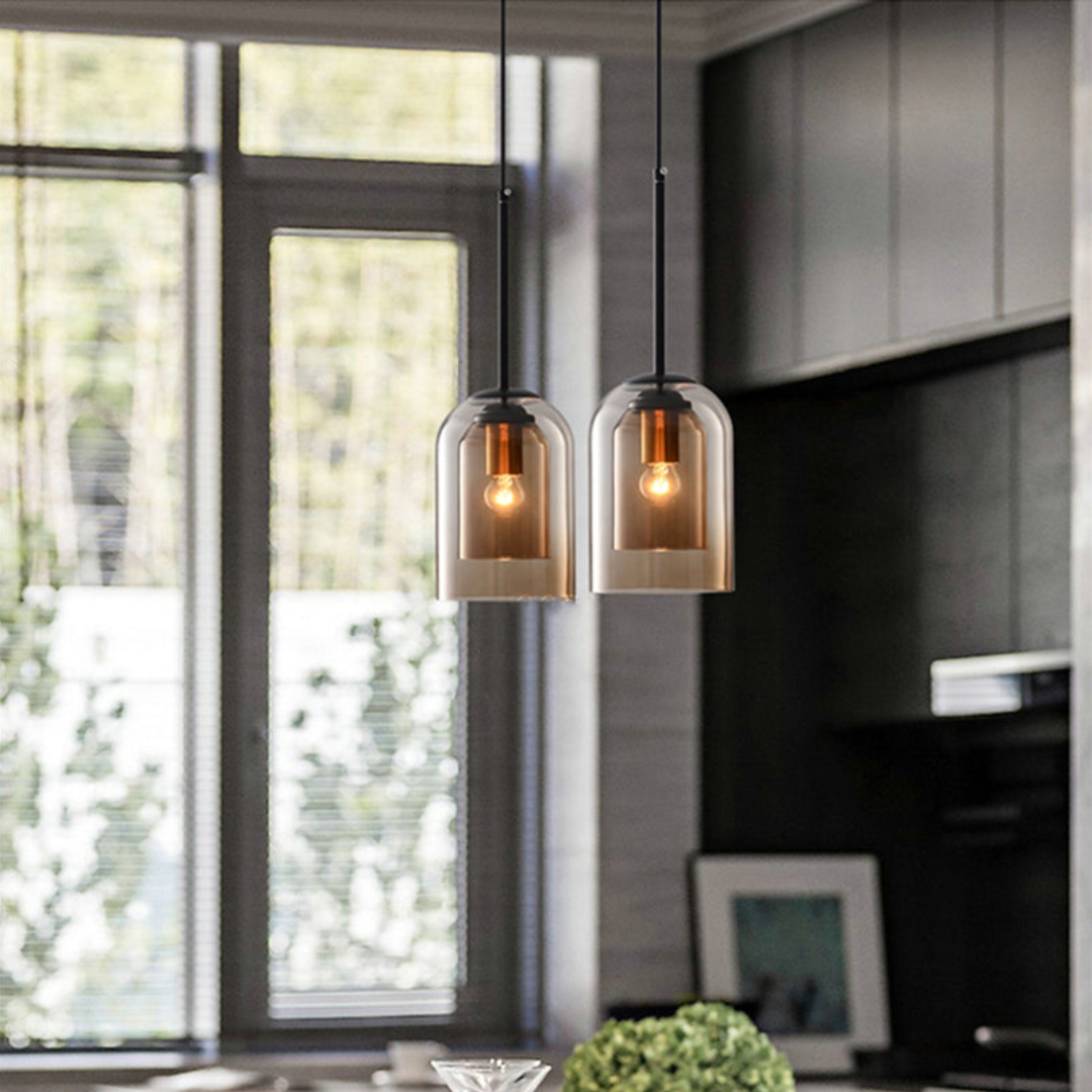 LuxeBeam Light - Moderne Pendelleuchte aus doppeltem Glas