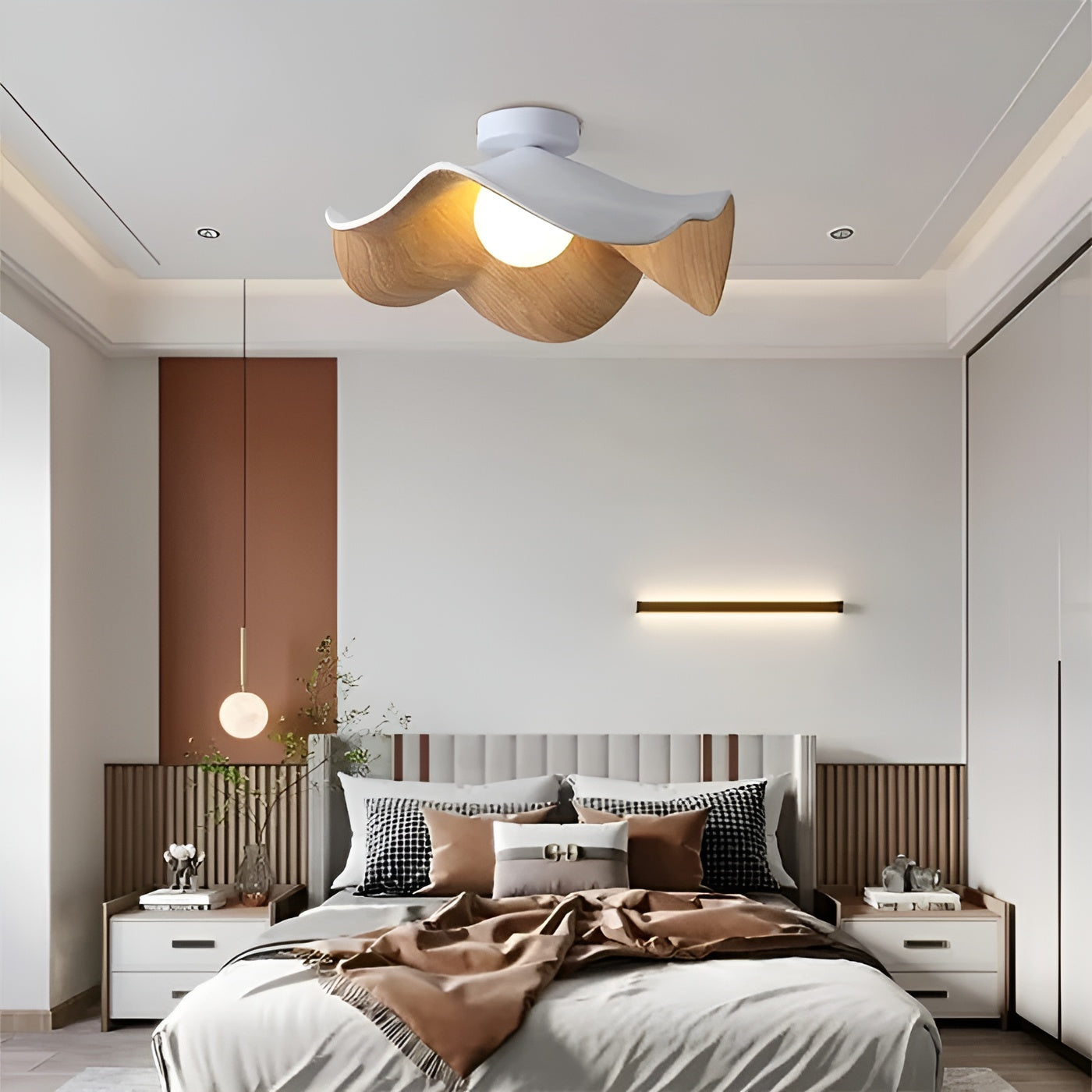 PetalBeam Light – Nordische Lotusblatt-Holz-Deckenleuchte