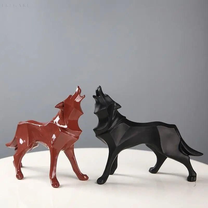 Lupos-Statue - geometrischen Wolf-Dekorationen - Mühelose Eleganz für jeden Raum - Elegare - DEA054 -
