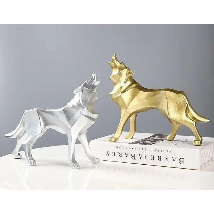 Lupos-Statue - geometrischen Wolf-Dekorationen - Mühelose Eleganz für jeden Raum - Elegare - DEA054 -