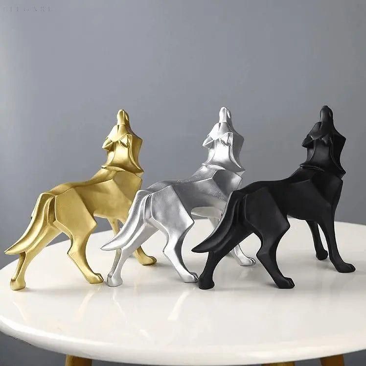 Lupos-Statue - geometrischen Wolf-Dekorationen - Mühelose Eleganz für jeden Raum - Elegare - DEA054 -