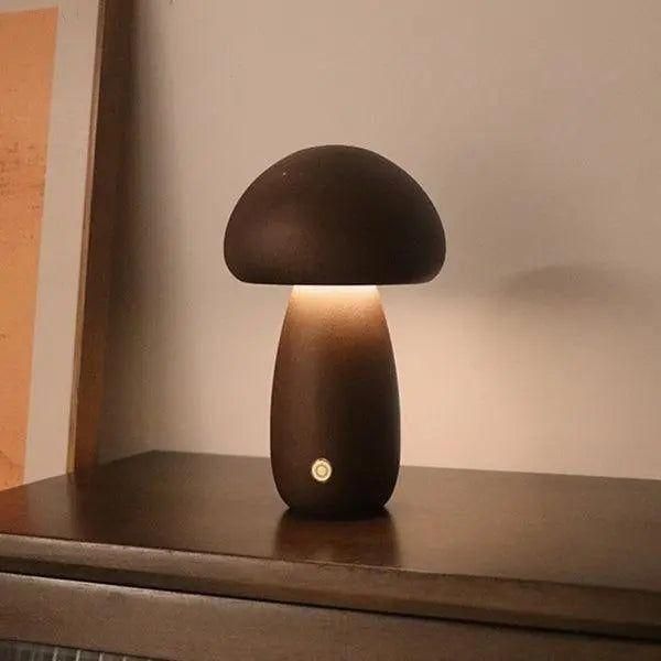 Mushroom Lamp - Pilz Nachttischleuchte - Elegare - DEA019 -  Nussbaum-A