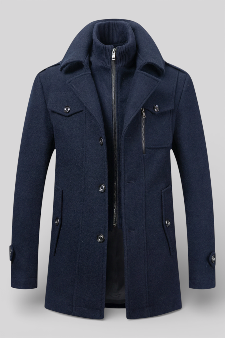 Herren Winterjacke in Marineblau – Ganzkörperansicht
