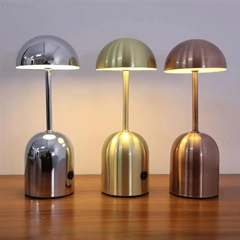 Nina | Kabellose LED-Tischlampe mit Blumenknospen | Pilzlampe - Elegare - DEA138 - Chrom
