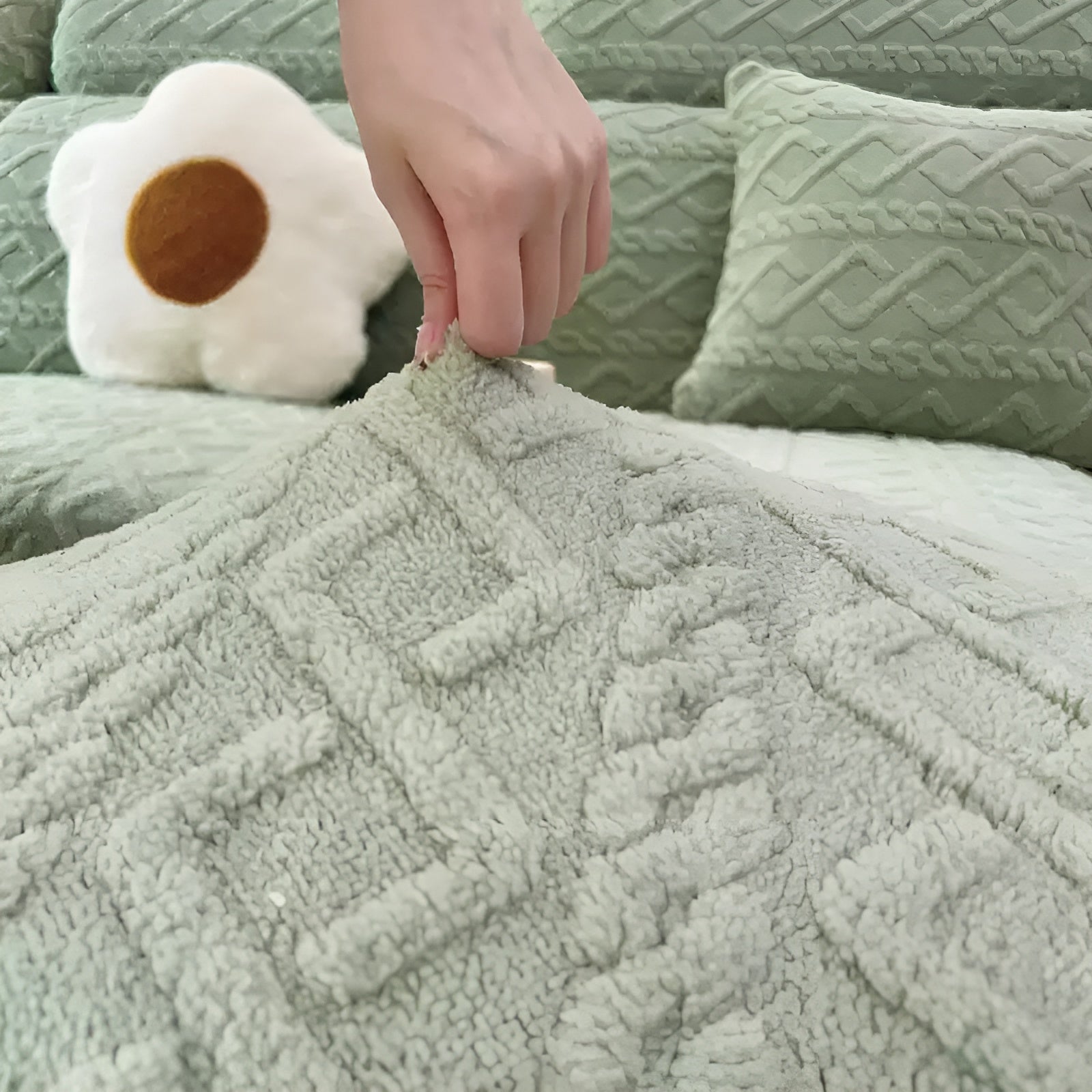 Samt-Sofabezug mit Diamantmuster – Weich & Luxuriös | Perfekte Passform für Jede Couch