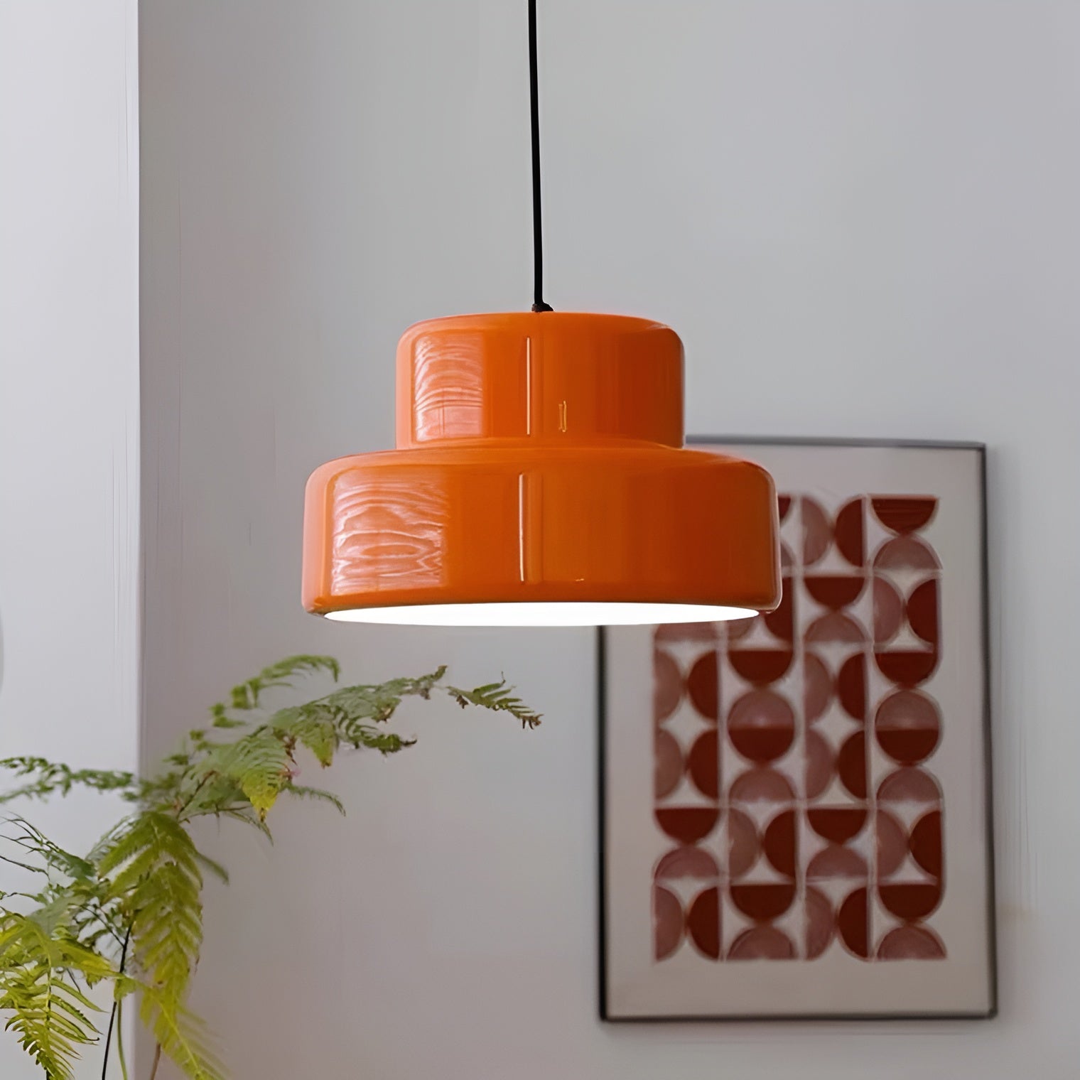 Bauhaus-Hängelampe – Vintage Optik in Orange | Stilvolle Pendelleuchte für Ihr Zuhause