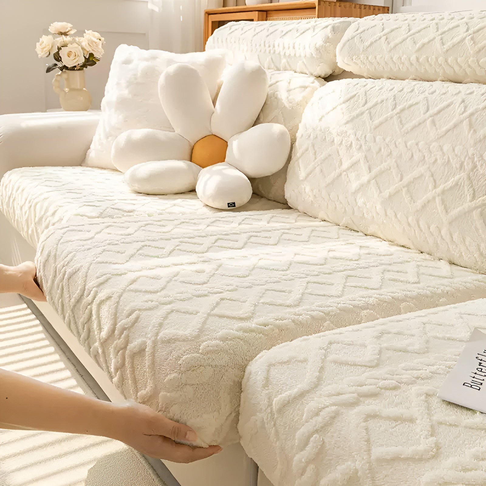 Samt-Sofabezug mit Diamantmuster – Weich & Luxuriös | Perfekte Passform für Jede Couch