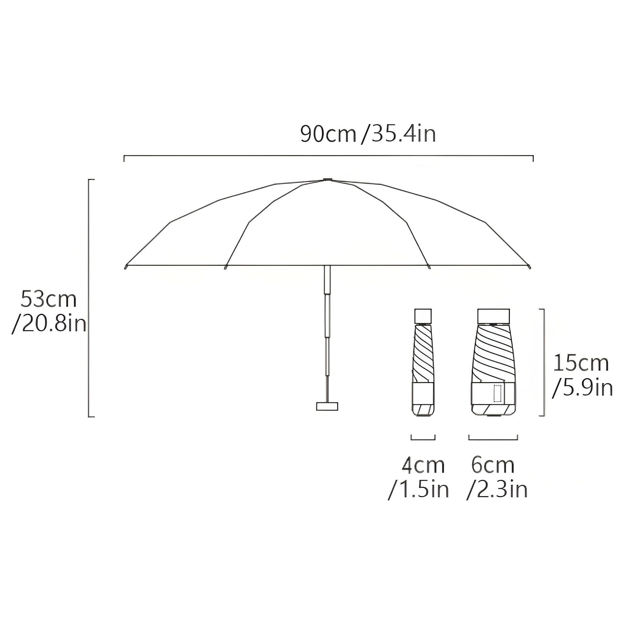 PocketSun Regenschirm - Leichter Kompakter Faltbarer Reise-Regenschirm - Taschenschirm