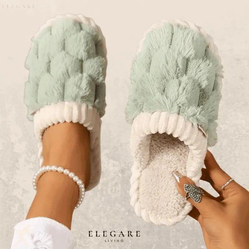Plush Perfect - Hausschuhe mit ultimativer Wärme und Komfort - Elegare - DEA109 - Hellgrün-40-41-passt-zu-39-40