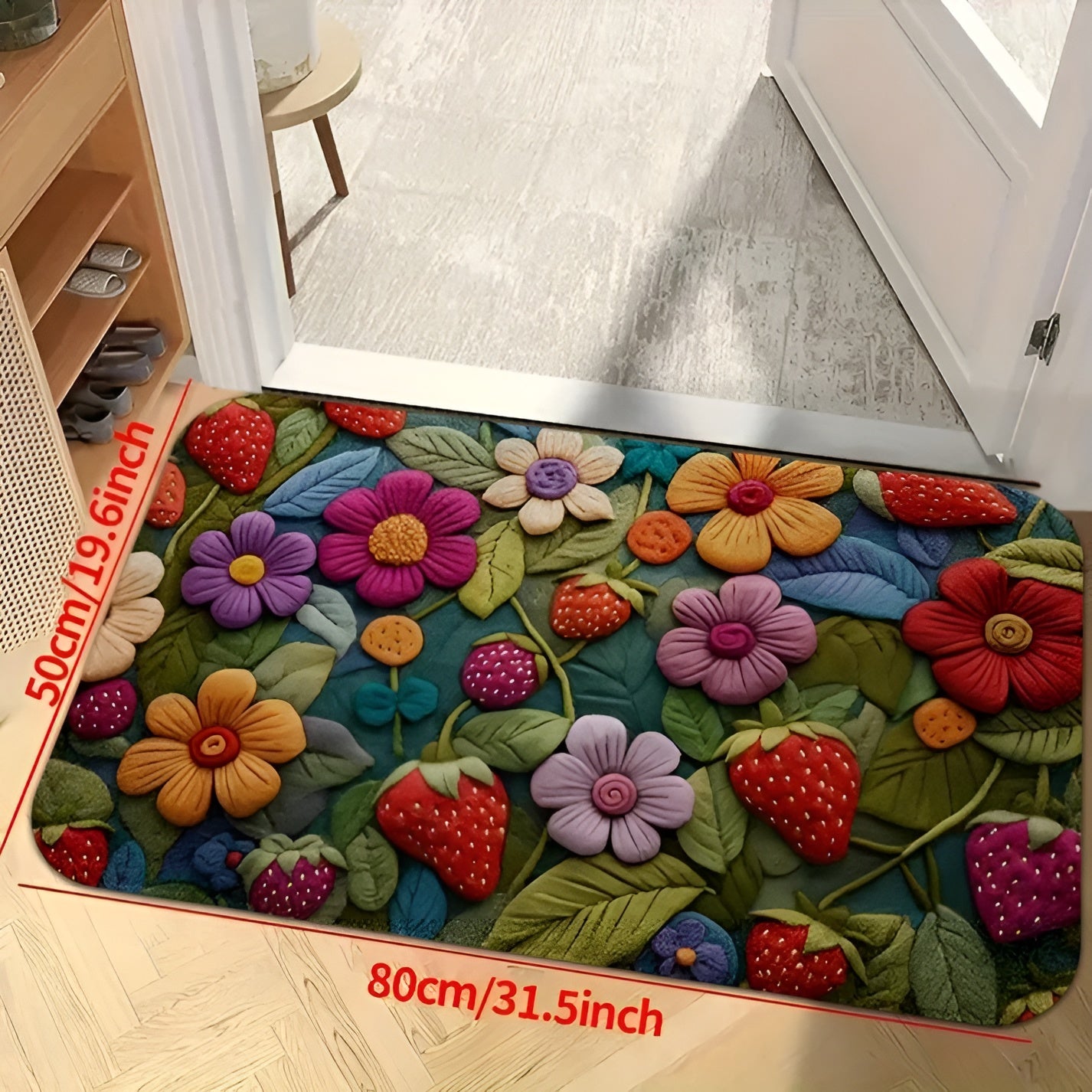 3D Blumenmatte – Rutschfester Teppich mit Kaschmir-Optik | Ideal für Eingang & Bad