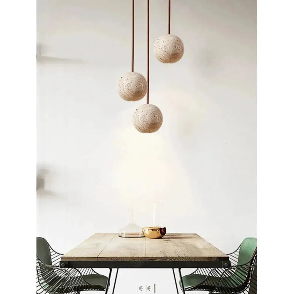 GlowStone Pendant - Travertin Runde Wabi Sabi Decken-LED-Leuchte Elegare