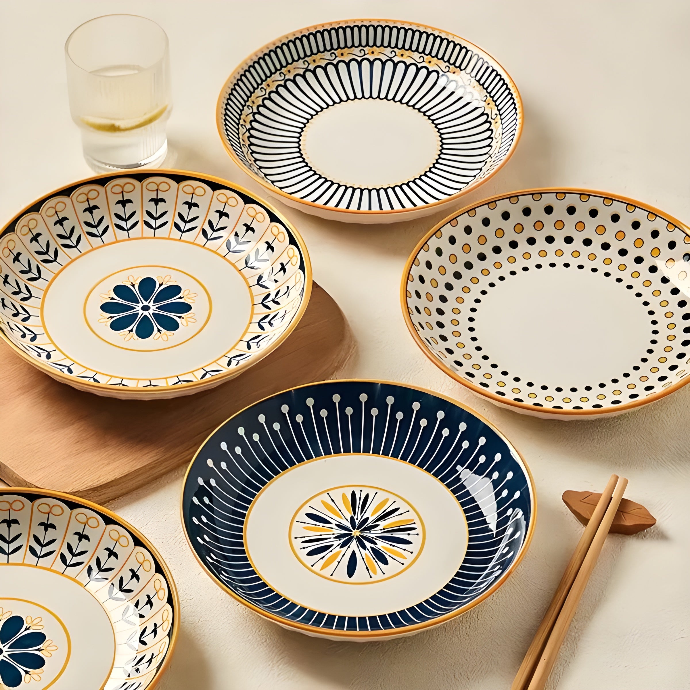 Porzellan-Tellerset Handbemalt – Elegant und Dekorativ | Perfekt für Alltag und besondere Anlässe - Wohnzubehör
