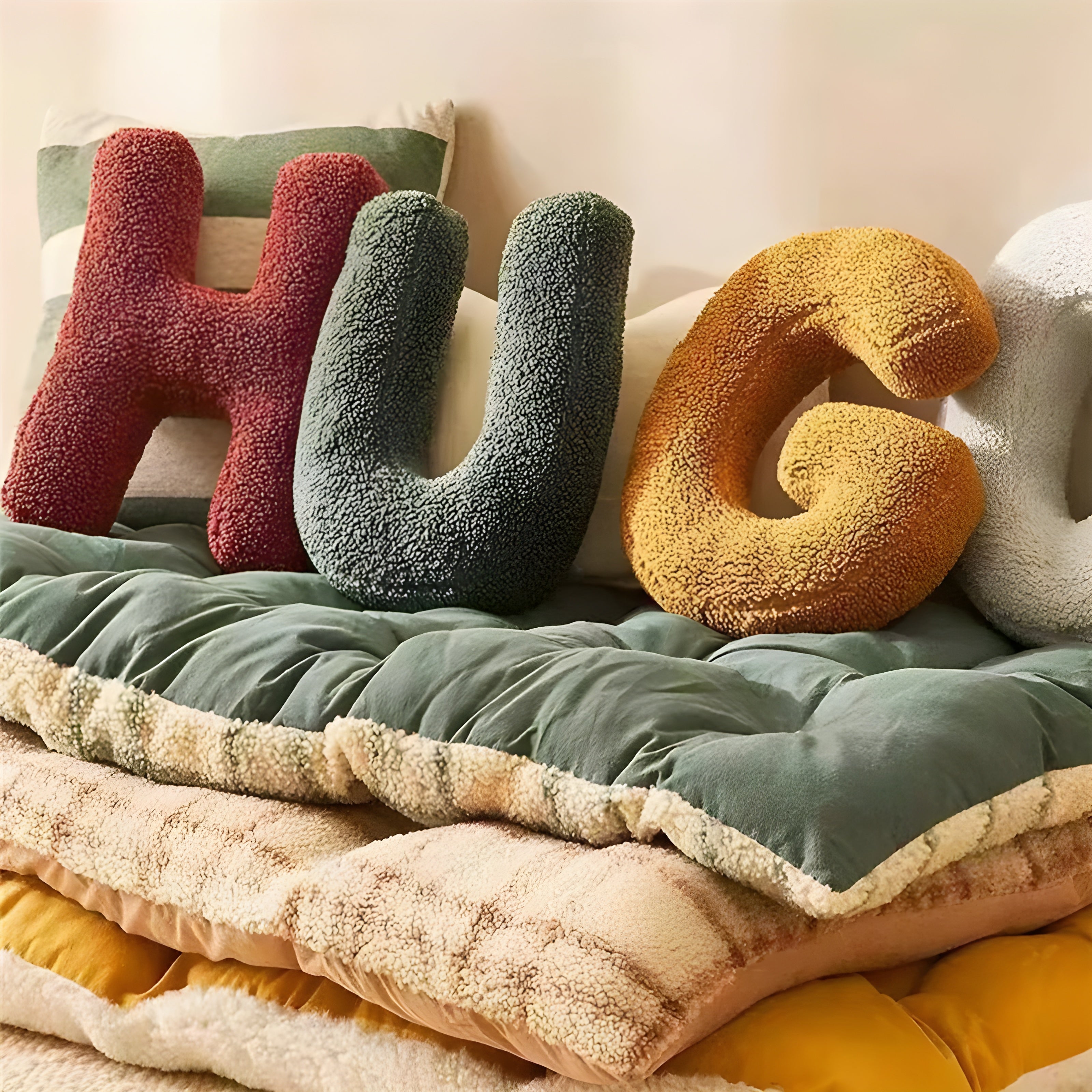 Samt Alphabet-Kissen – Weich & Dekorativ | Buchstaben A–Z für Sofa & Kinderzimmer - Kissen