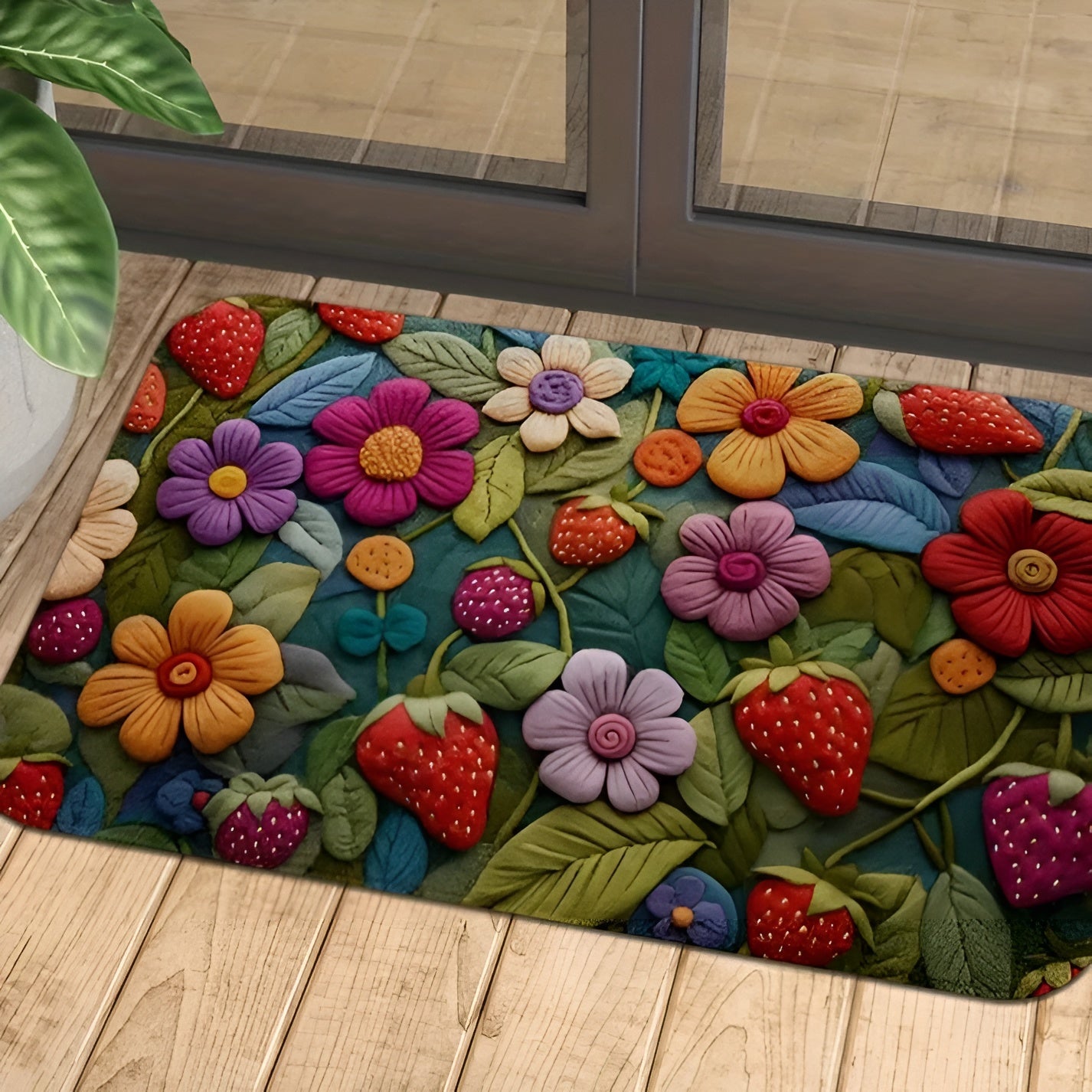 3D Blumenmatte – Rutschfester Teppich mit Kaschmir-Optik | Ideal für Eingang & Bad