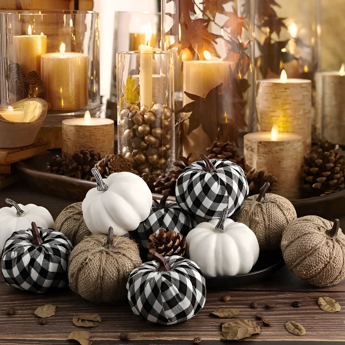 Herbstliche Kürbis-Deko aus Jute – 12 Stück | Ideal für Tisch, Fensterbank & Halloween