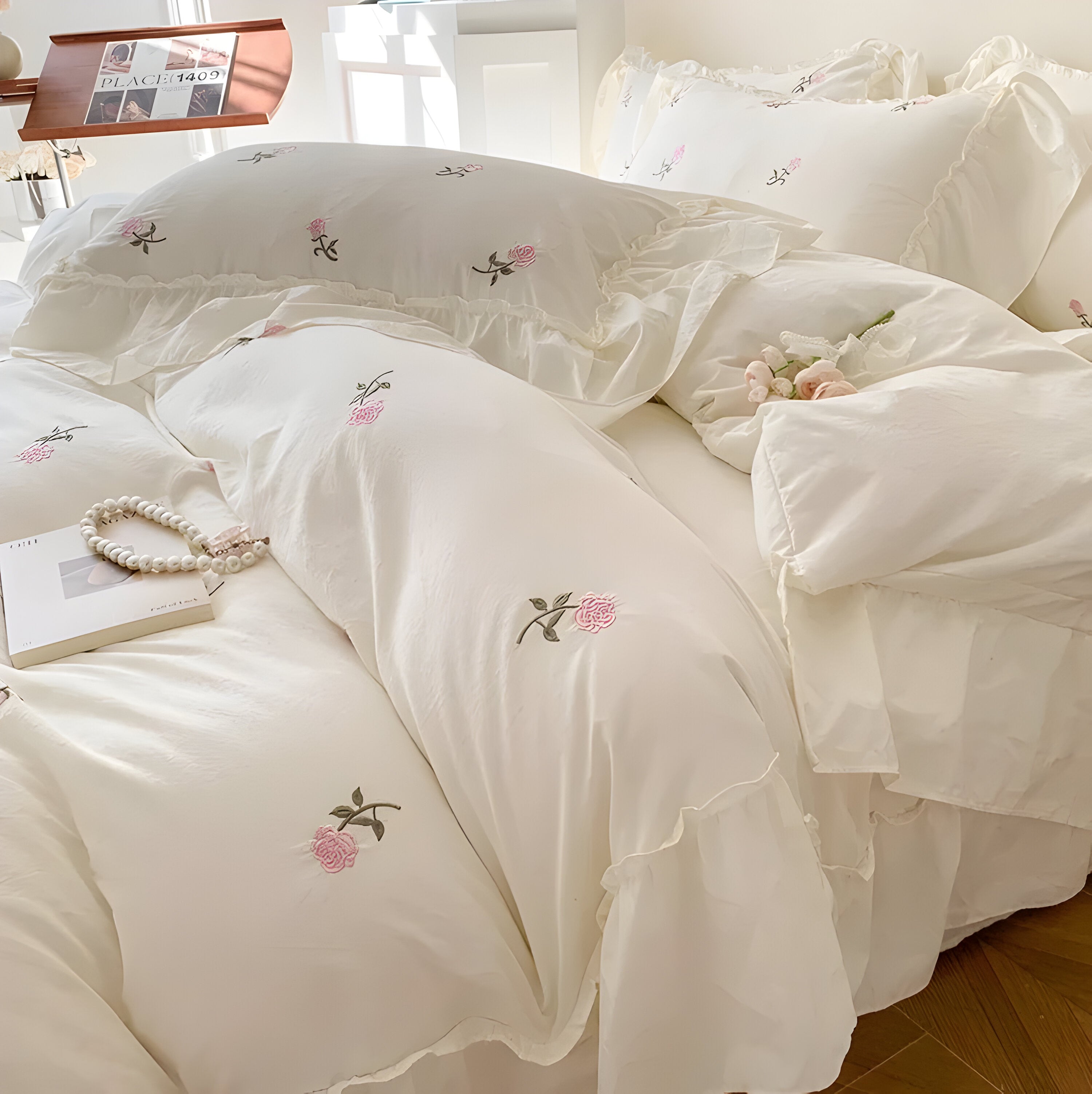 Rosabelle Set - Rose Besticktes Bettbezugs-Set