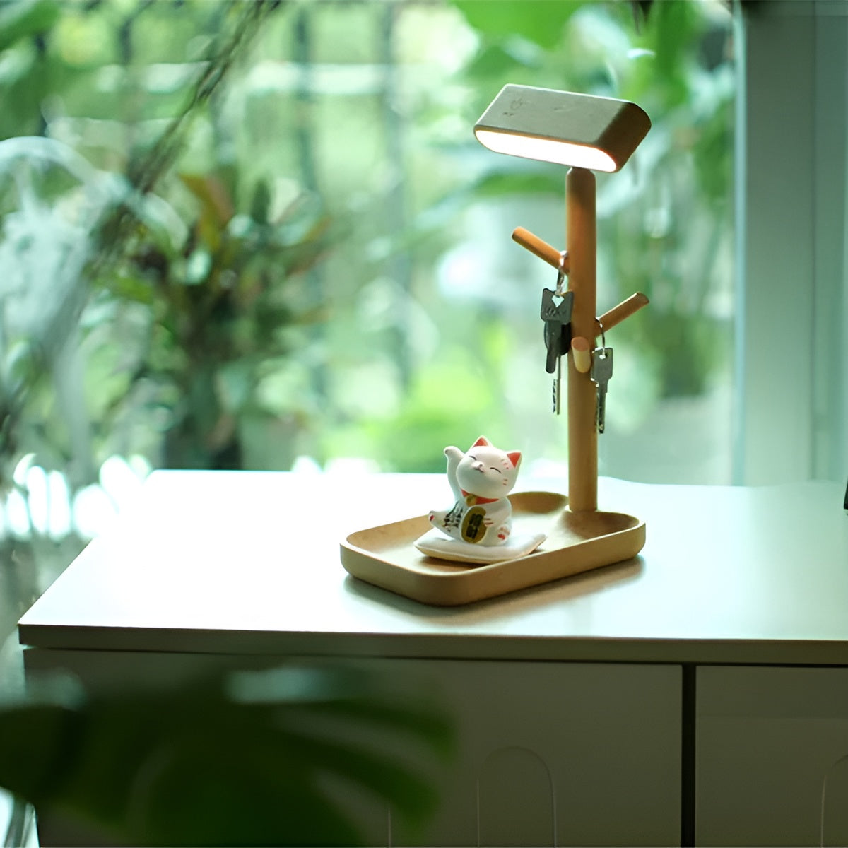 Nachttischlampe mit Ablage – Natürliches Licht und Praktische Aufbewahrung | Perfekt fürs Schlafzimmer