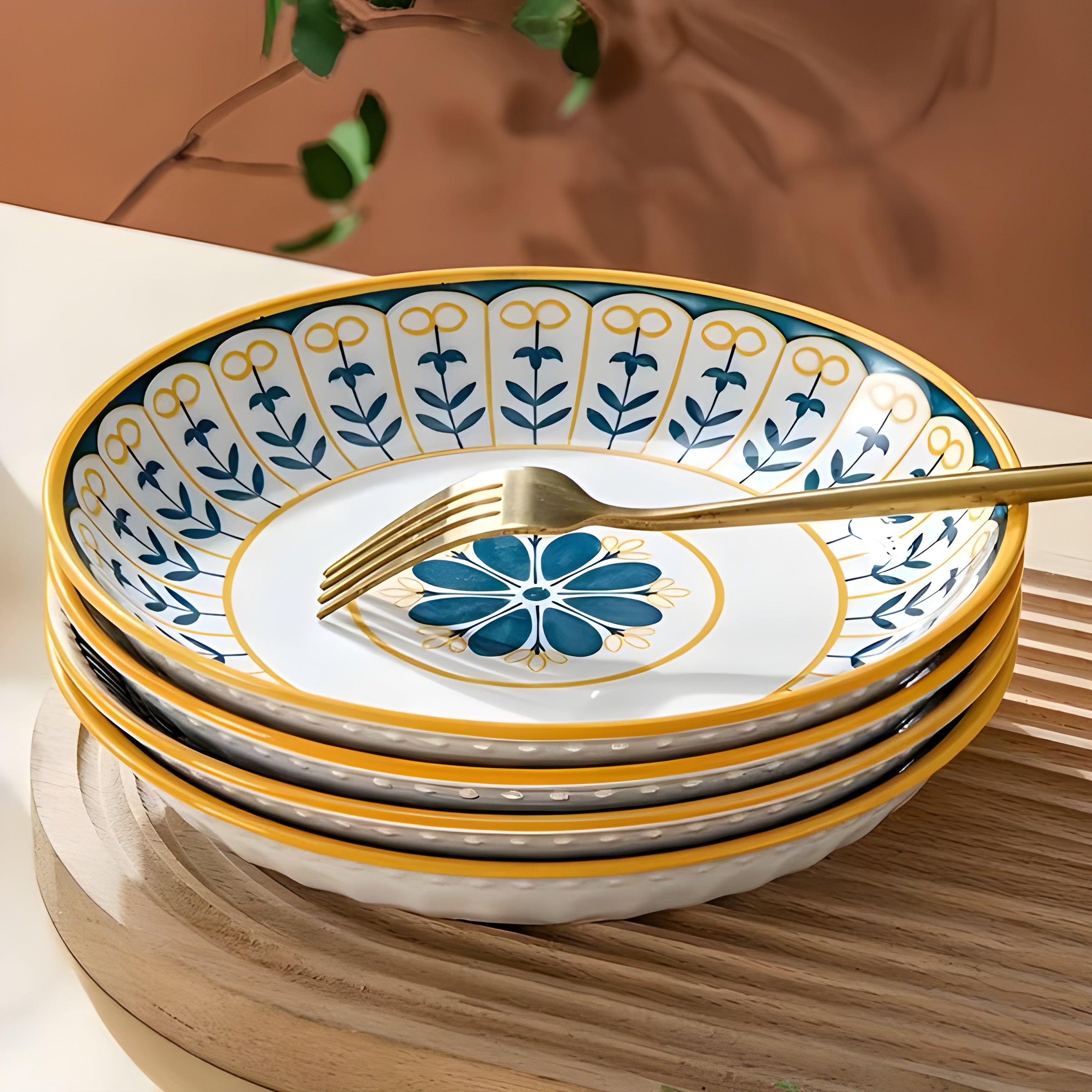 Porzellan-Tellerset Handbemalt – Elegant und Dekorativ | Perfekt für Alltag und besondere Anlässe - Wohnzubehör
