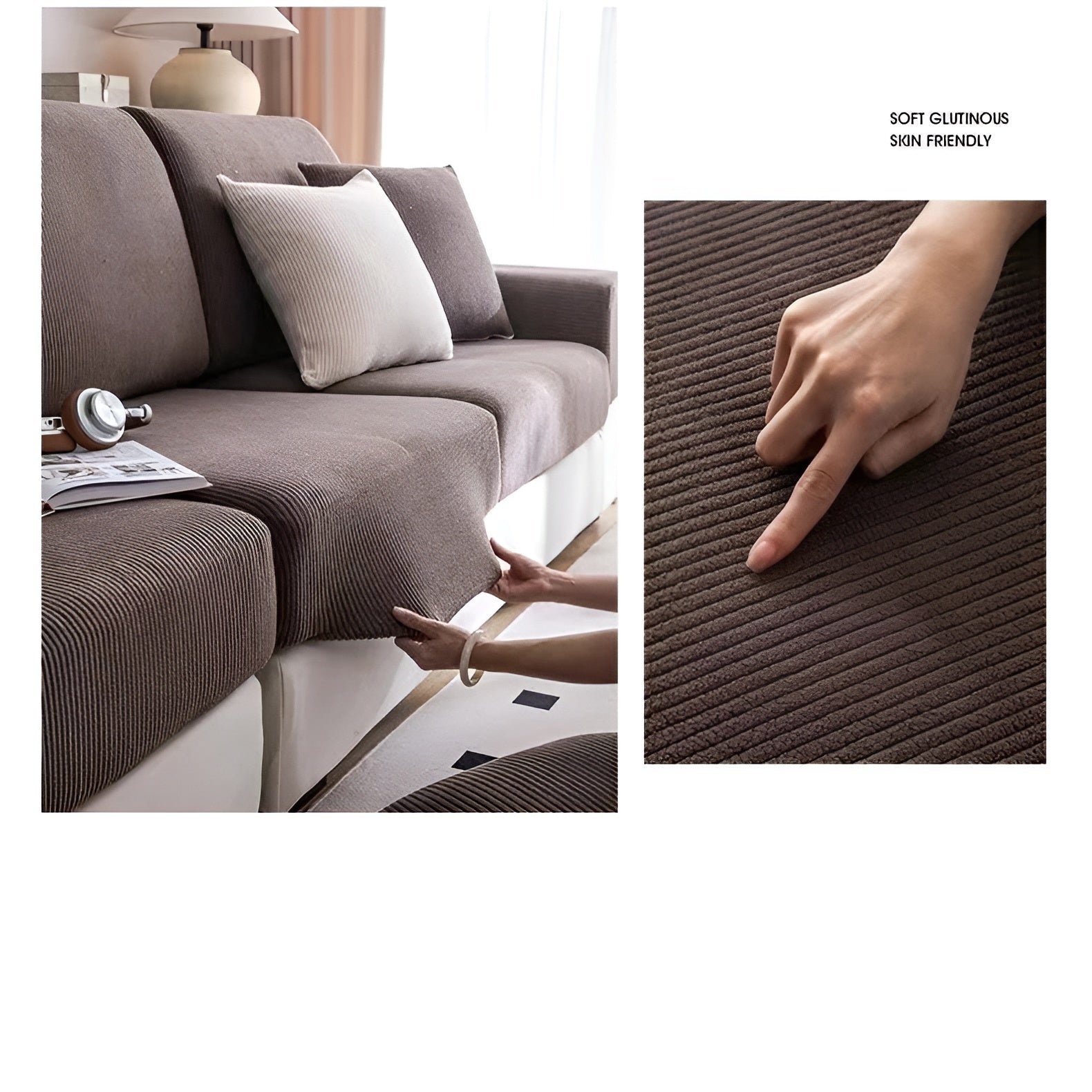 Sofaüberwurf aus Cord – Dehnbar & Kratzfest | Vertikales Streifendesign