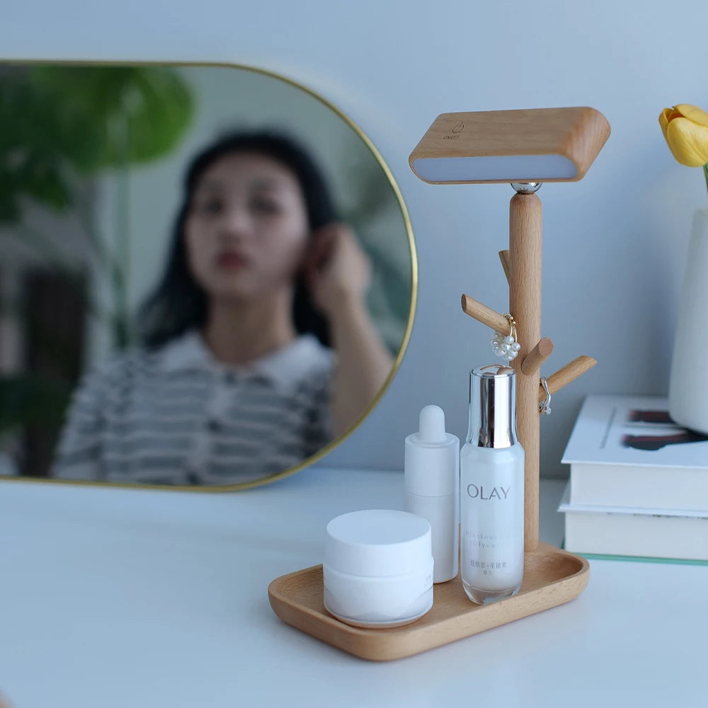Nachttischlampe mit Ablage – Natürliches Licht und Praktische Aufbewahrung | Perfekt fürs Schlafzimmer