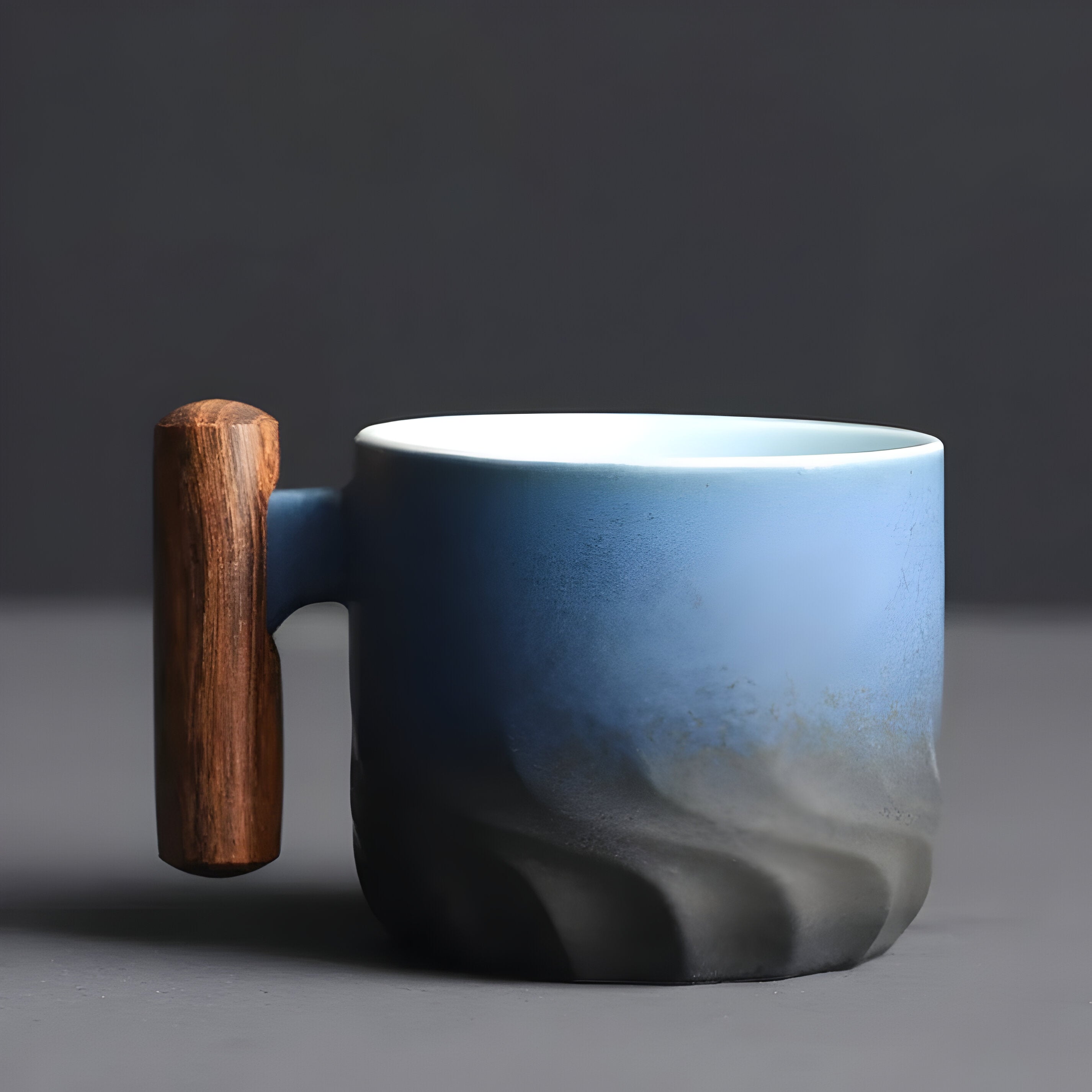 CaféClay Cup - Retro-Keramik-Kaffeebecher mit Holzgriff